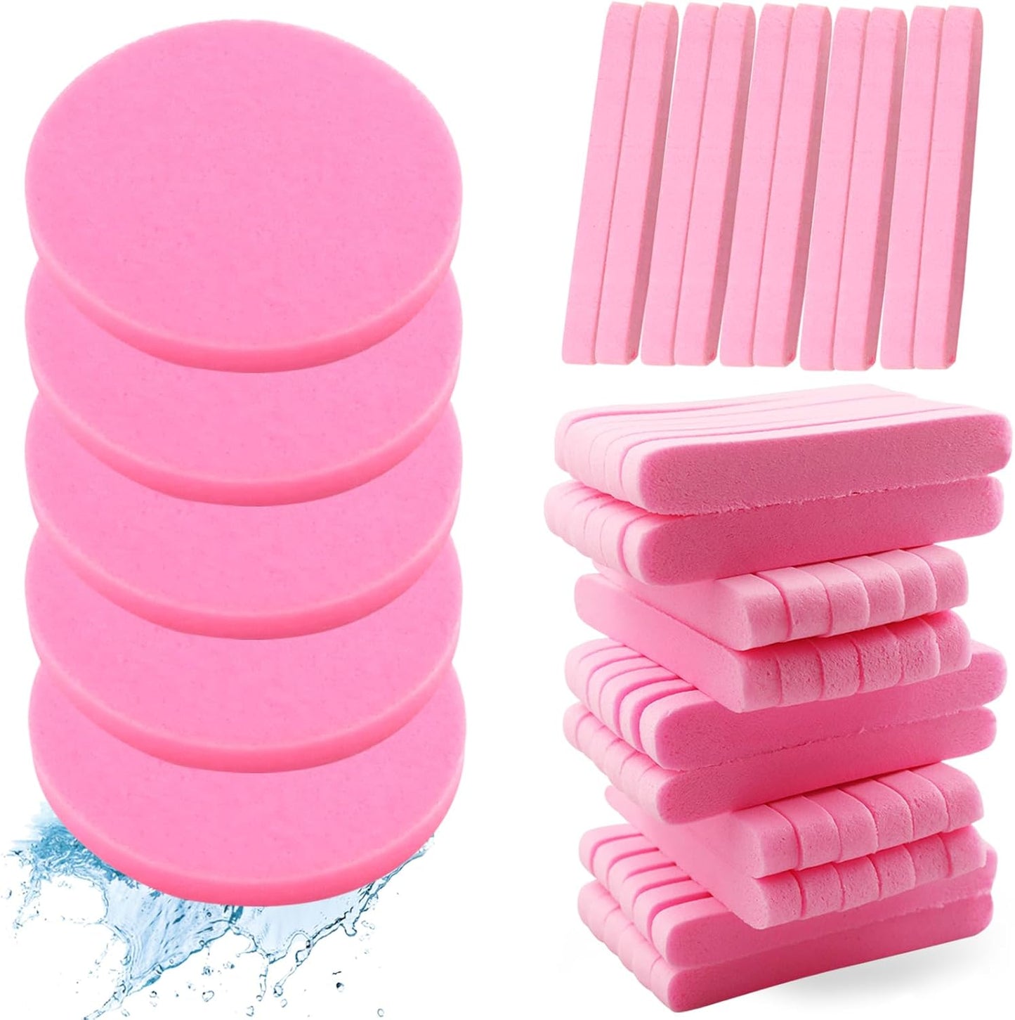 120 Pcs Pink Compress Face Sponges - Compact Facial Sponge Set for Cleansing, Makeup Removal, Exfoliation