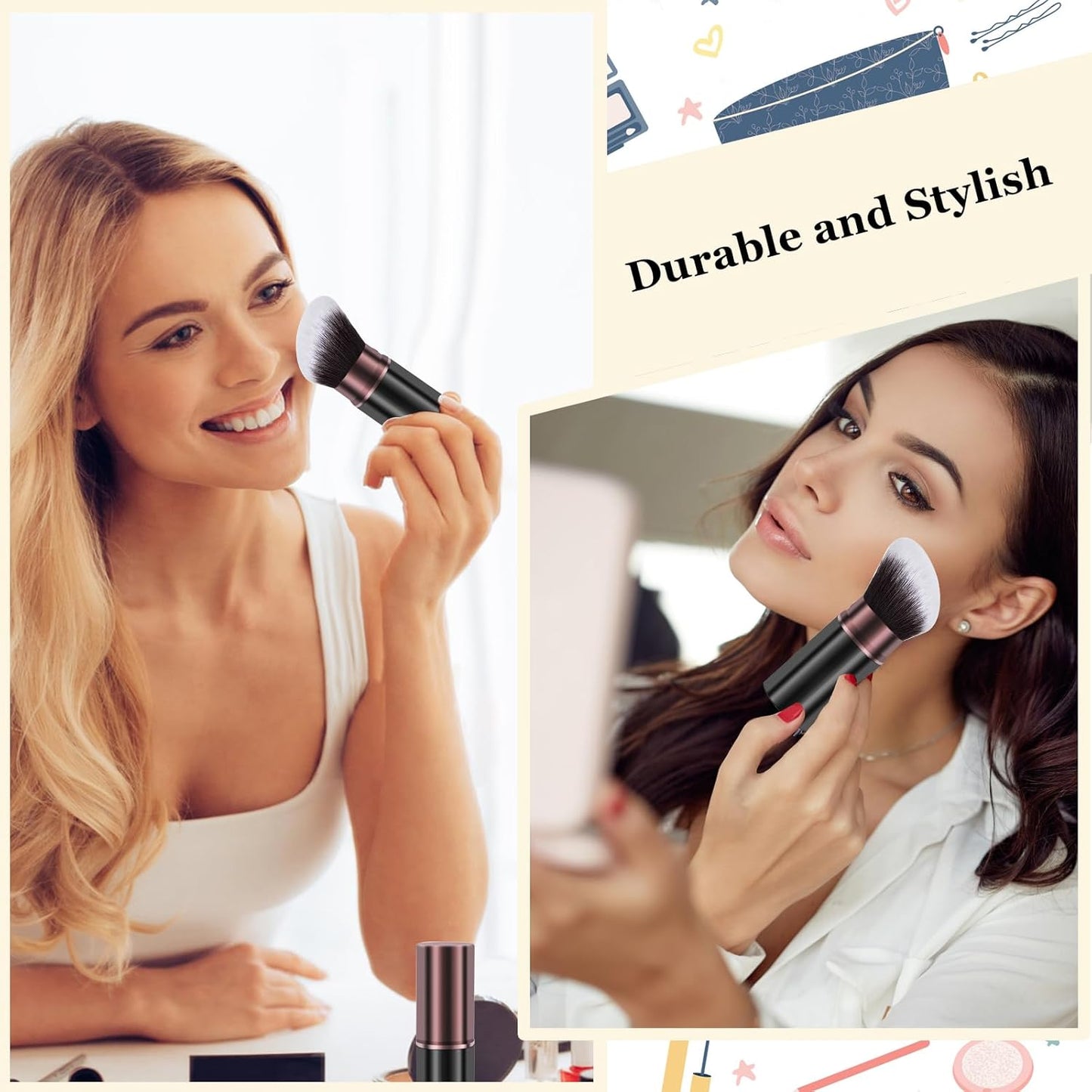 Retractable Kabuki Makeup Brush,Face Blush Brushes Powder Foundation Makeup Brush for Blending Liquid, Blush, Bronzer, Buffing, Sunscreen,Flawless Cosmetics