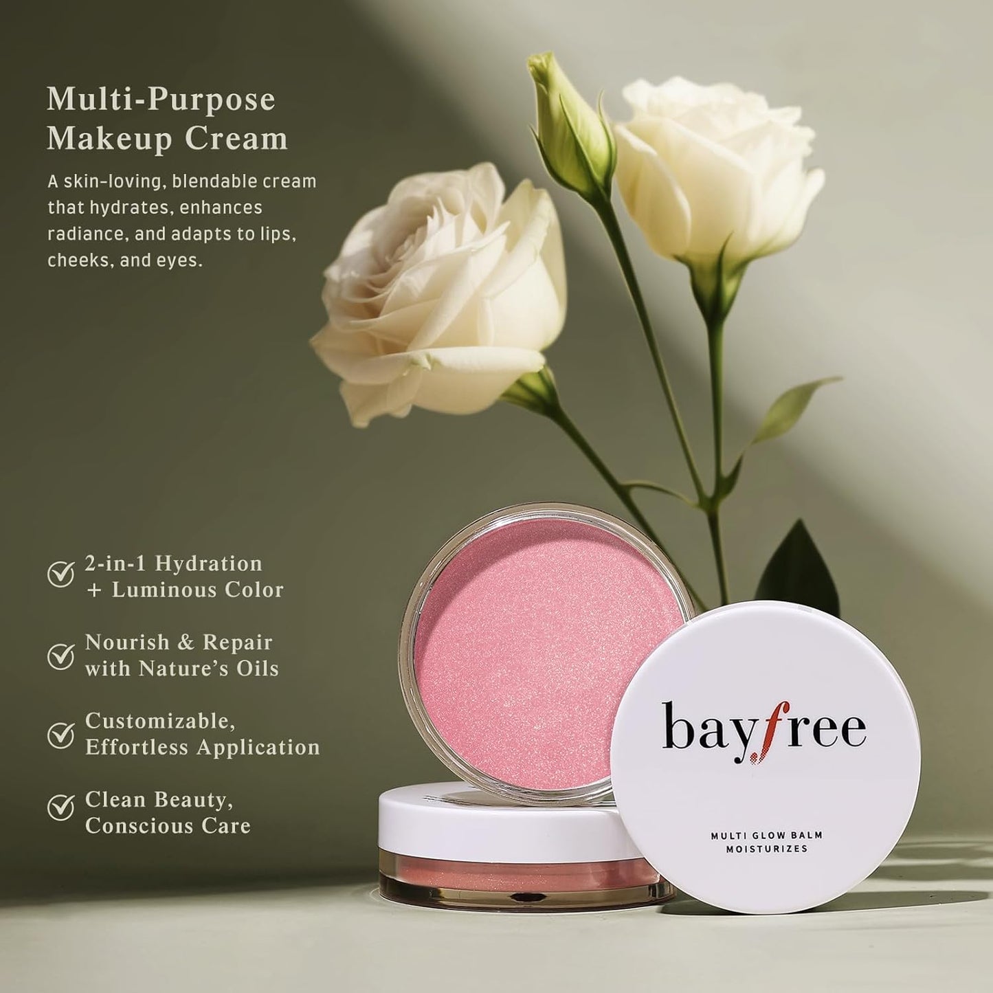 Multi Glow Balm, Cream Blush for Cheeks, Blush Balm Face Makeup, Radiant Finish, Hydrating, Creamy, Lightweight & Blendable Color, Face Makeup, 0.63 Oz (Peony Garden)