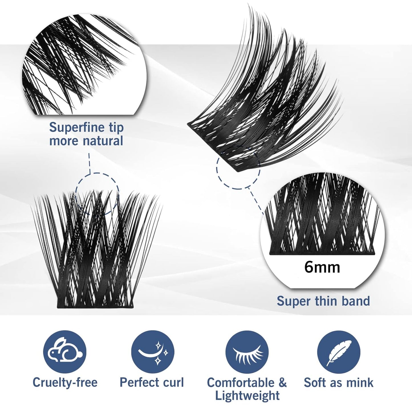 Lash Clusters 80 Clusters DIY Eyelash Extension Volume Lightweight Comfortable Handmade Reusable Individual Lashes False Eyelashes DIY at Home (Volume-Mixed)