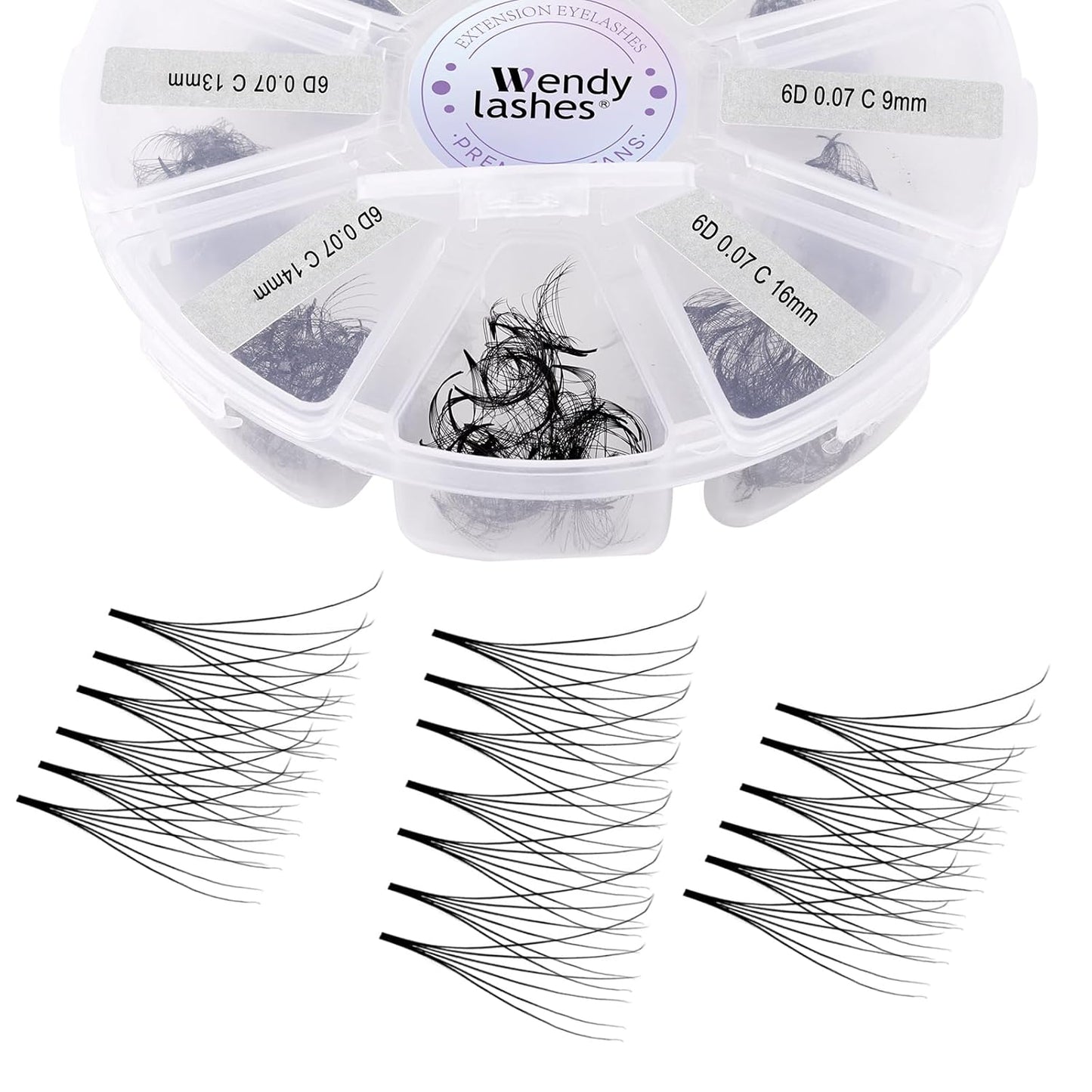 Premade Fans for Lash Extension: 6P, Wendy, Handmade Fans, Pre-made, For Lash-Artists, C, 9-16mm