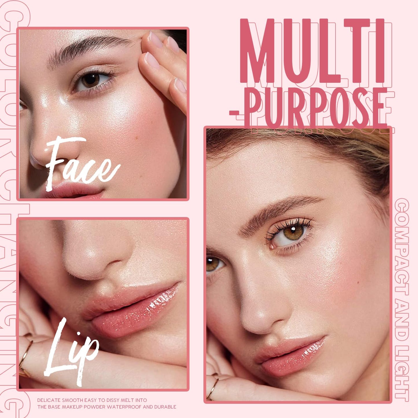 VIOLA HOUSE Color Changing Blusher for Cheeks, Moisturizing Blush Rouge Soft Cream, Lips Balm Multi Use Cream for Cheeks & Lips Glossy (Transparent Blue, 55.00 g (Pack of 1))