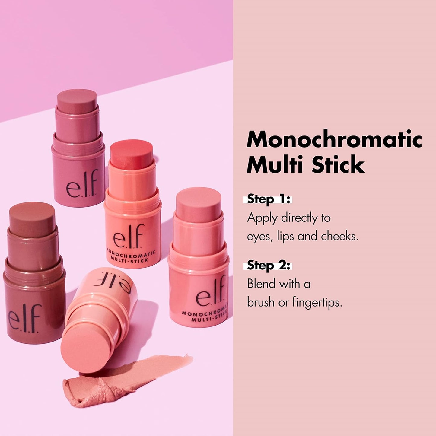 e.l.f. Monochromatic Multi Stick, Luxuriously Creamy & Blendable Color, For Eyes, Lips & Cheeks, Bronzed Cherry, 0.17 Oz (5g)