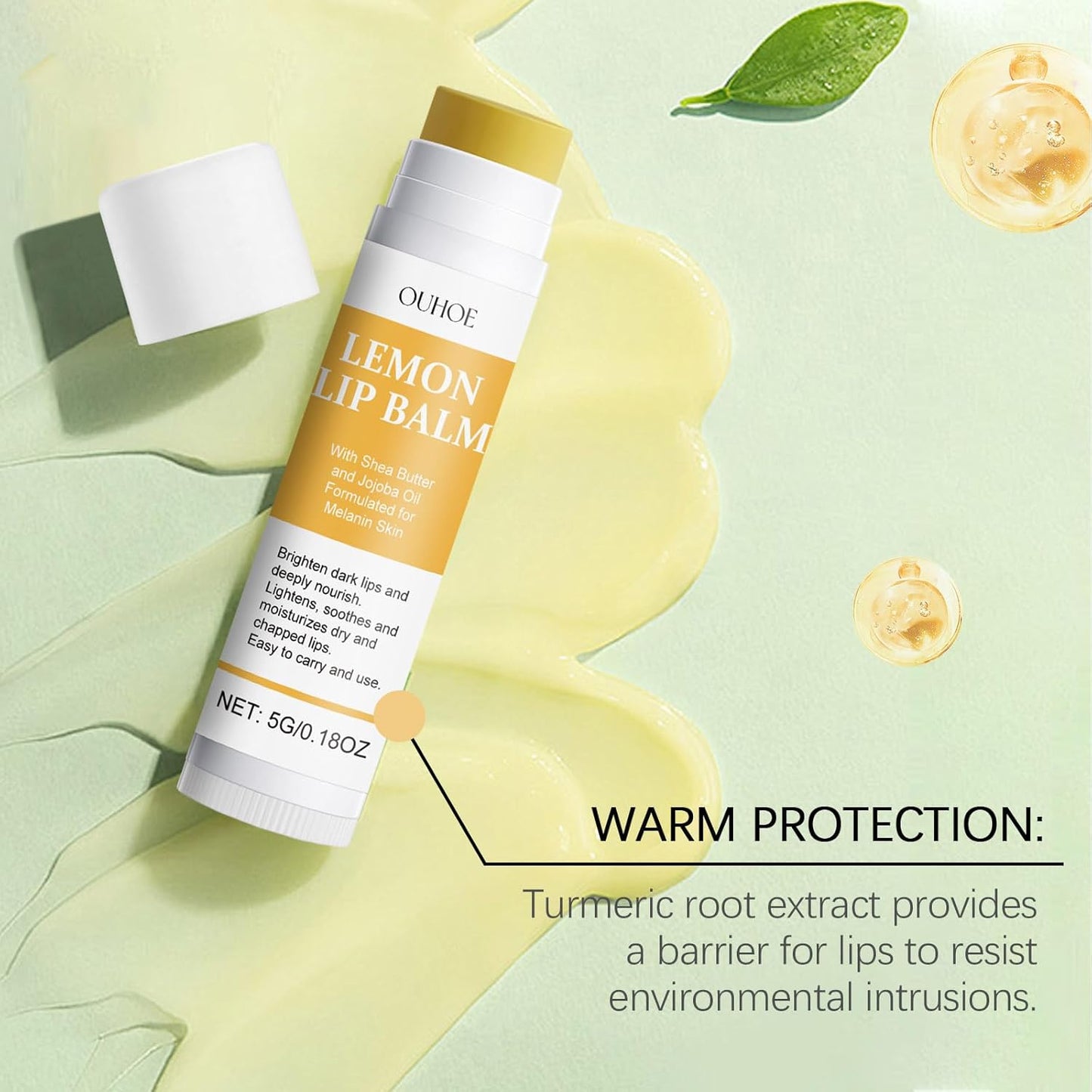 Lemon Lip Balm,Vitamin C Lip Moisturizing Balm for Dark Lips—Prevents Dry,Reduces Lip Lines,Organic Turmeric Lip Balm—Lip Exfoliator Scrub for Lip Softening & Hydration (2Pcs)