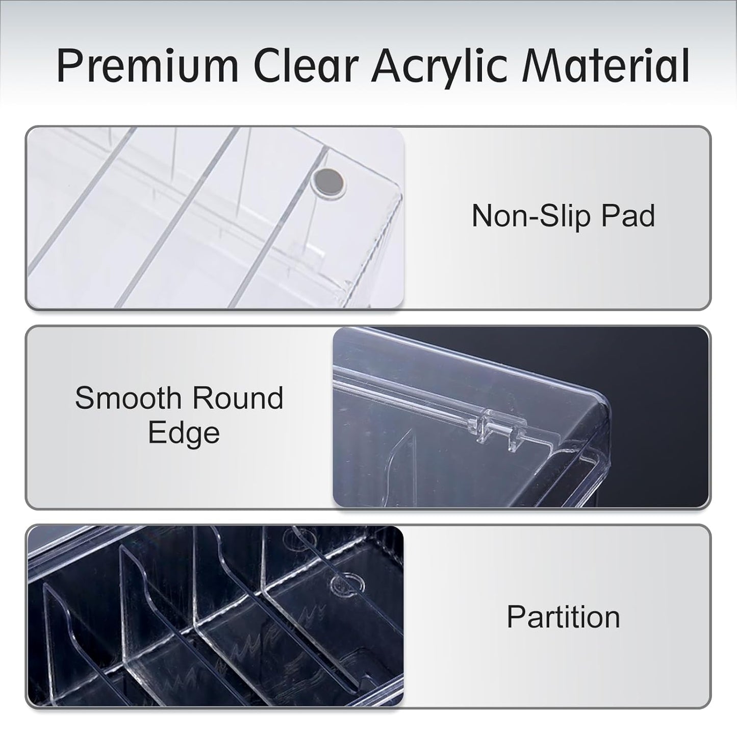 MoyRetty Acrylic Lash Extension Organizer, Large Capacity Eyelash Extension Supplies Storage Container Box, Neatly Store and Organize Your Lash Supplies (Clear)