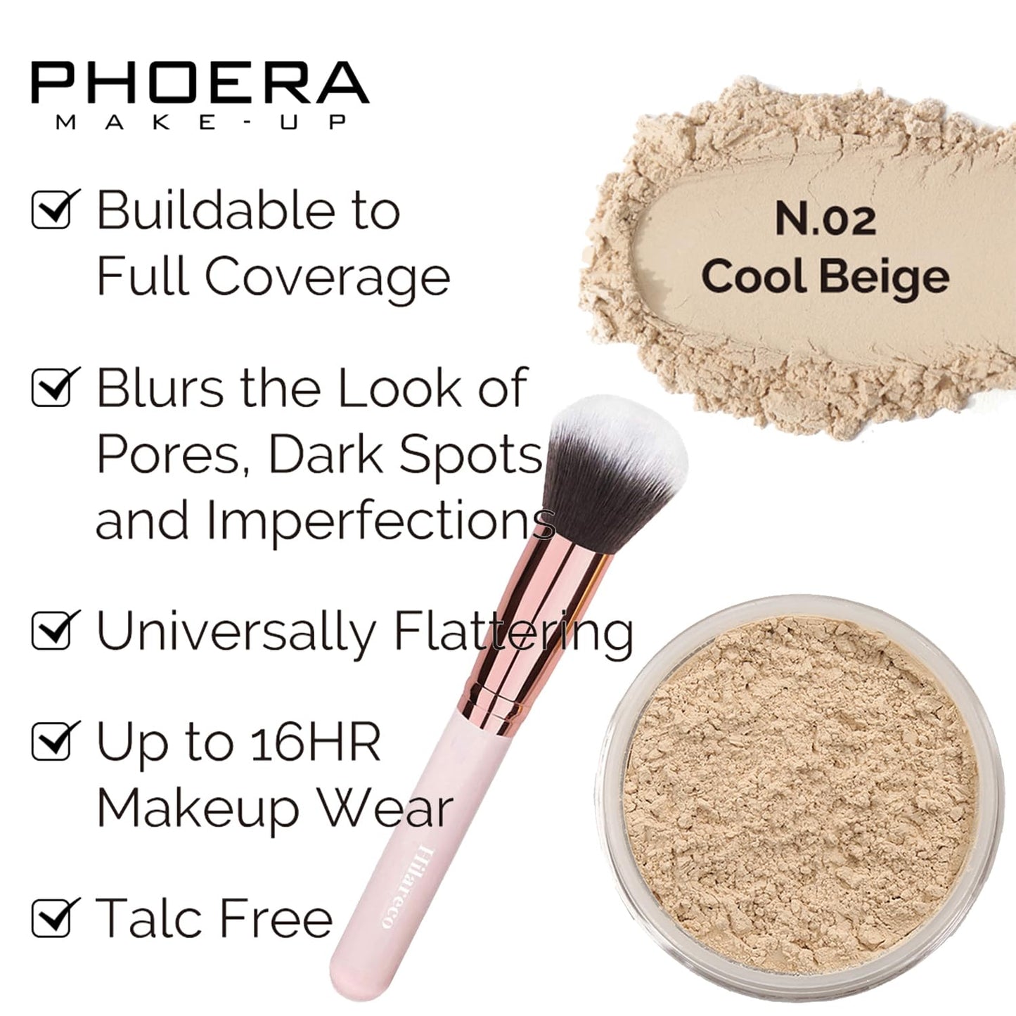Mushroom Head Air Cushion CC Cream Natural Foundation,PHOERA Foundation,PHOERA Concealer, PHOERA Primer, PHOERA Powder, Kabuki Makeup Brushes Foundation (101 Porcelain+01 Ivory CC)