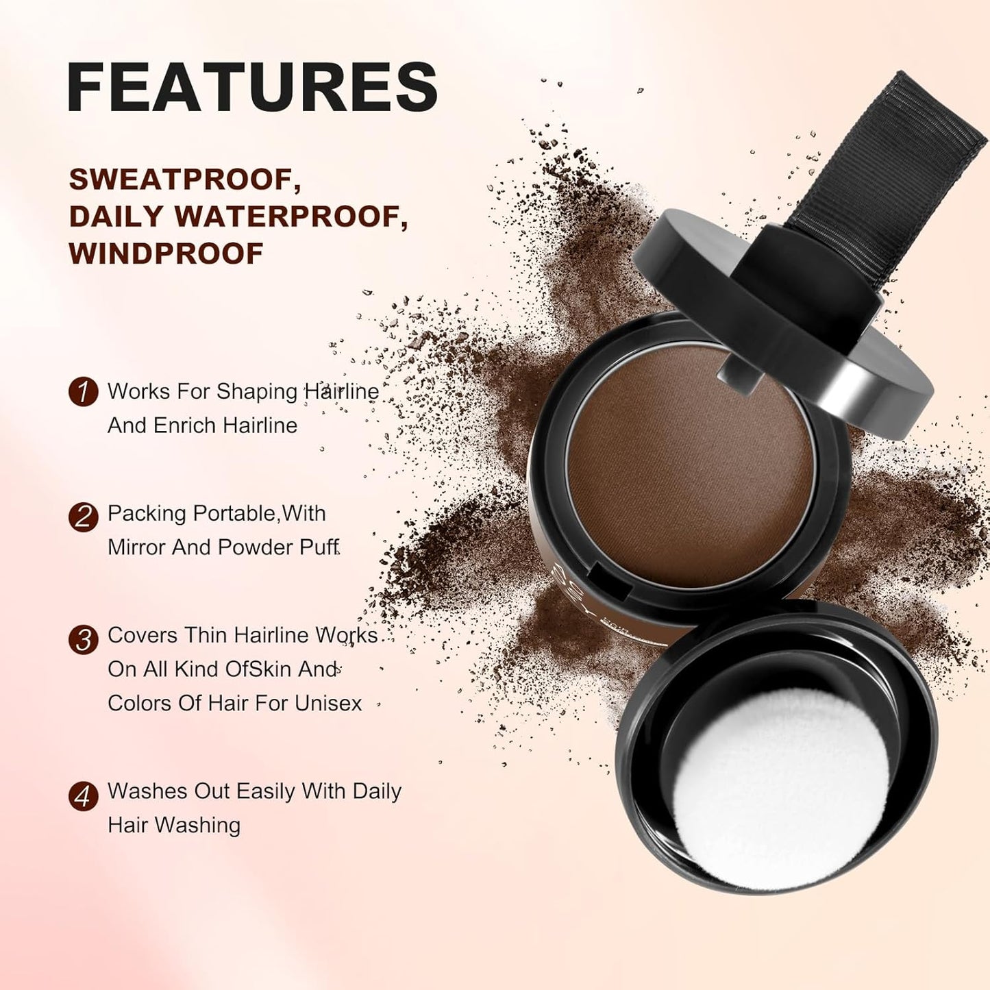 Root Touch Up Powder, Hairline Shadow Concealer for Women's Eyebrows and Men's Beard Lines, Covers Bald Spots (Medium Brown)