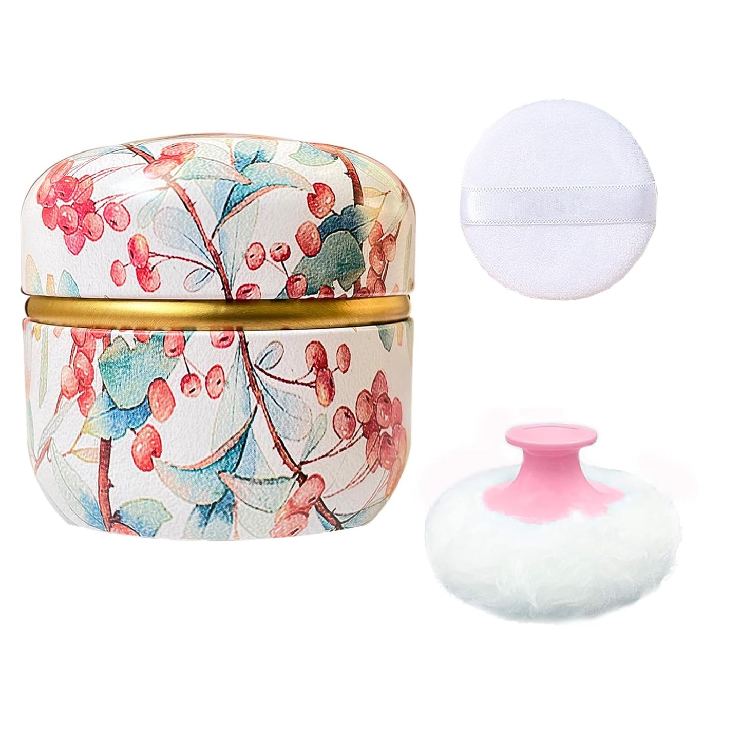 Body Powder Puff and Container for Dusting Powder, Women Powder Puff and Powder Case for Bath and Travel (Ormosia)