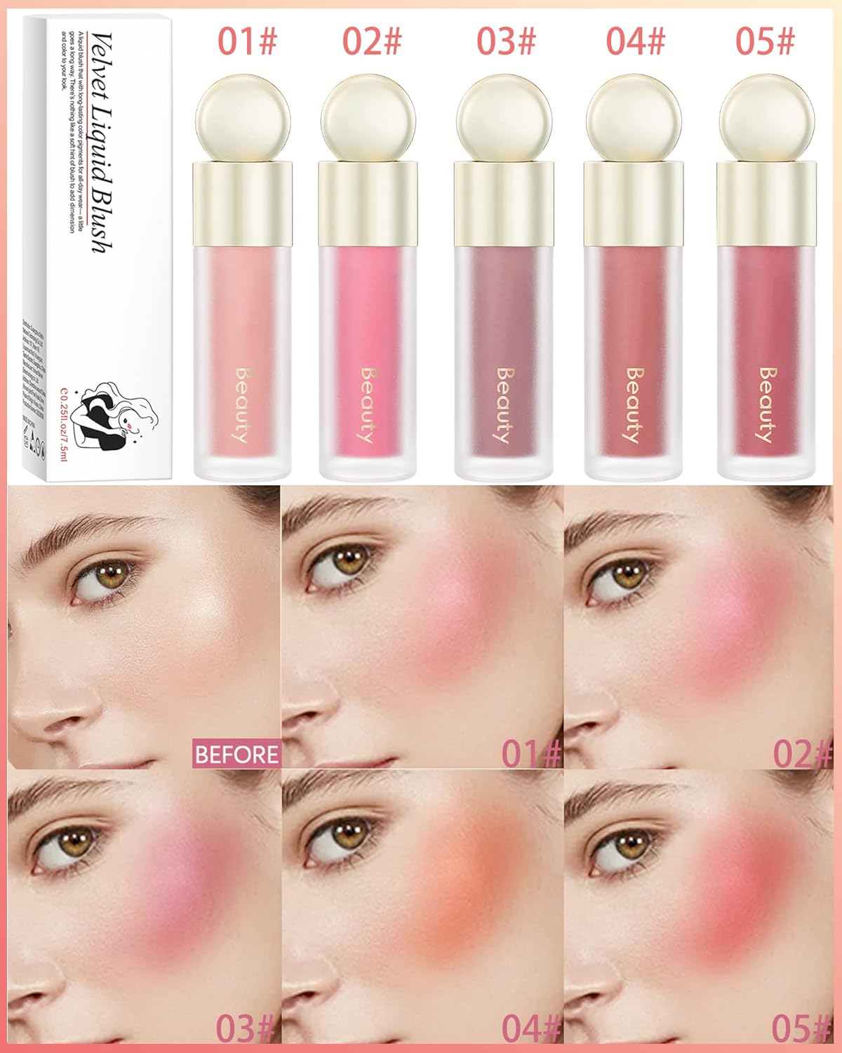 Velvet Liquid Blush Wand, Creme Blush Makeup Stick,Blush Beauty Makeup Dual Use for Cheeks & Lips, Long-Wearing,Dewy Finish,Skin Tint Blush, Contour Blush Wand,Thanksigiving Gift for Women-04