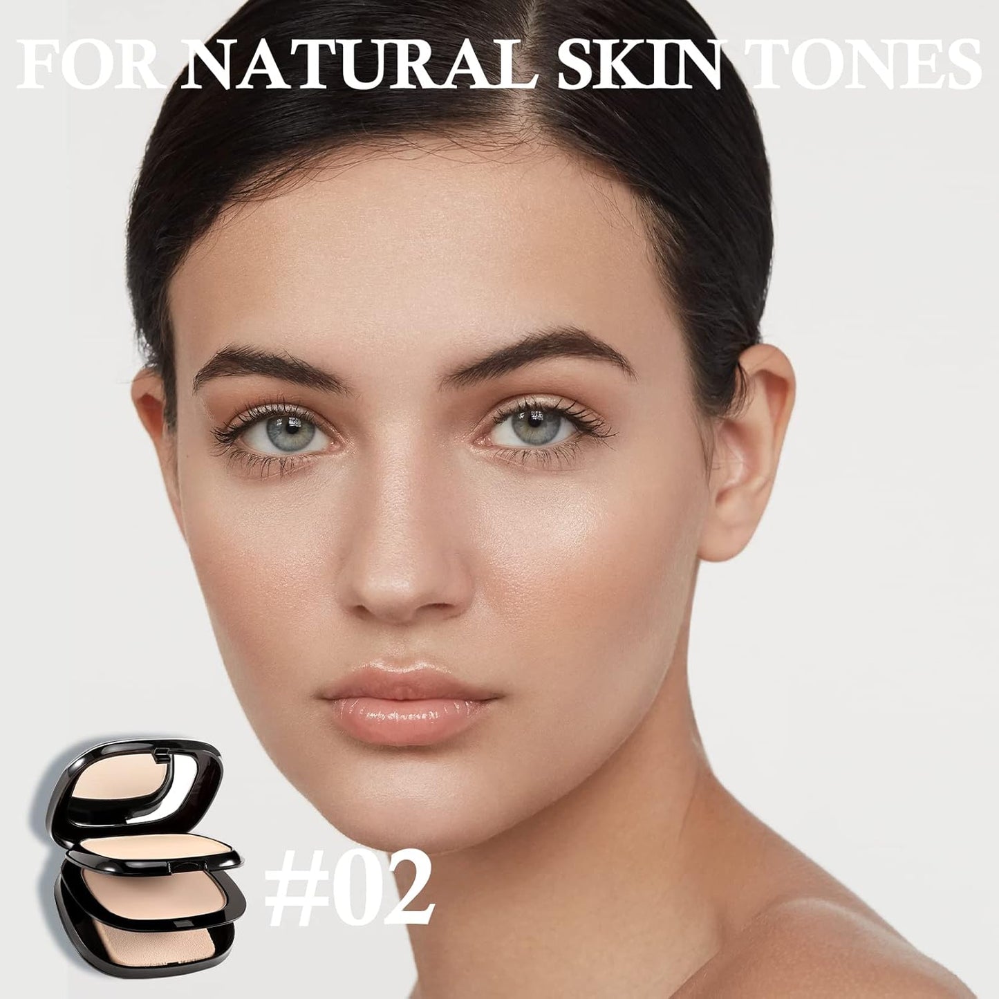 Boobeen Pressed Powder, Light Shade, Long-Lasting Matte Finish, Flawless Lightweight Makeup, 2 Layers Setting Powder Foundation, Compact with Mirror and Puff