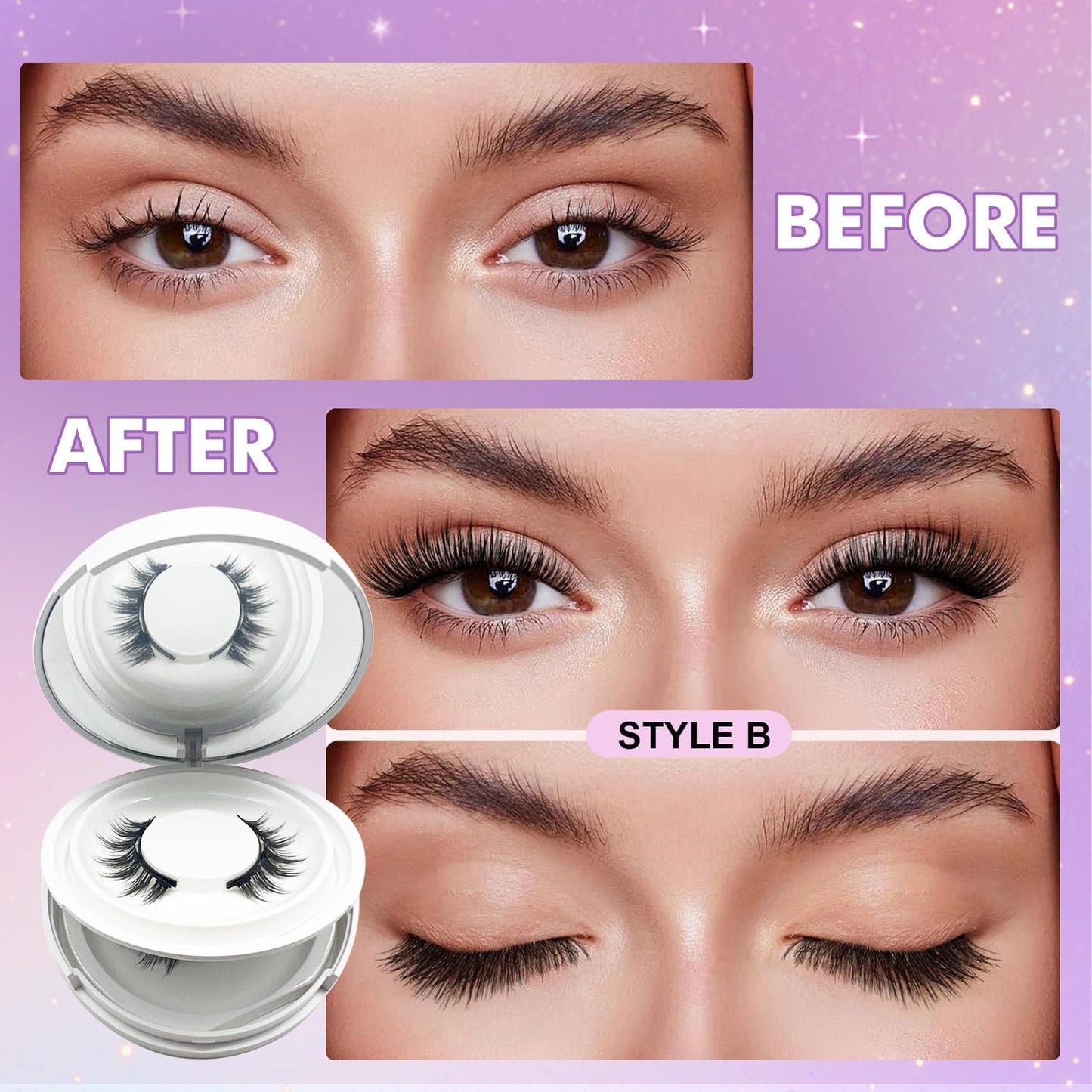 Elara Craft Magnetic Eyelashes with Applicator, Magnetic Eyelashes Natural Look,Reusable Magnet Lashes No Glue Needed Soft Lashes Kit for Women(Natural+Fuller)