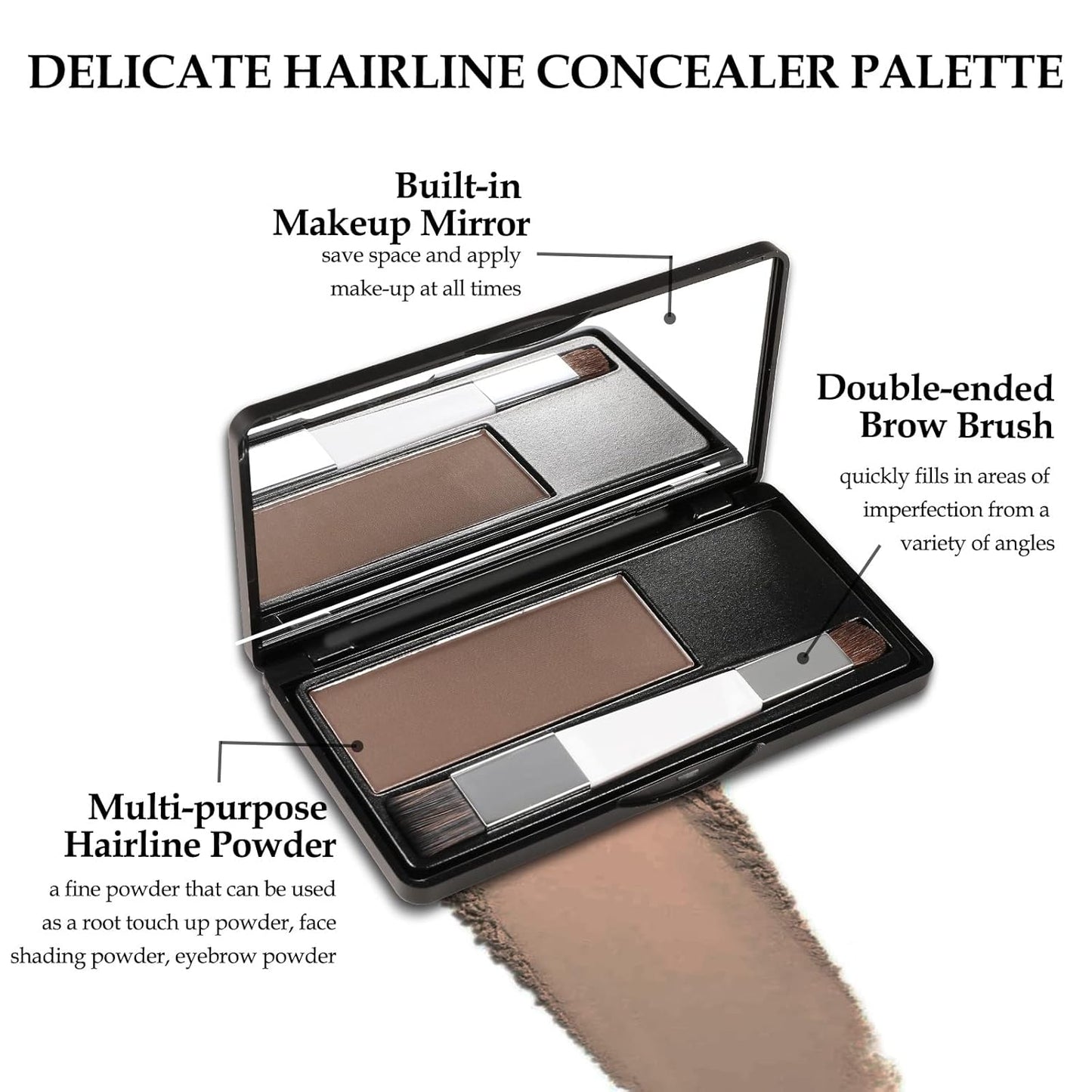 Boobeen Hair Shadow Kit, Root Touch Up Color Cover, Temporary Concealer With Brush for Gray Hair