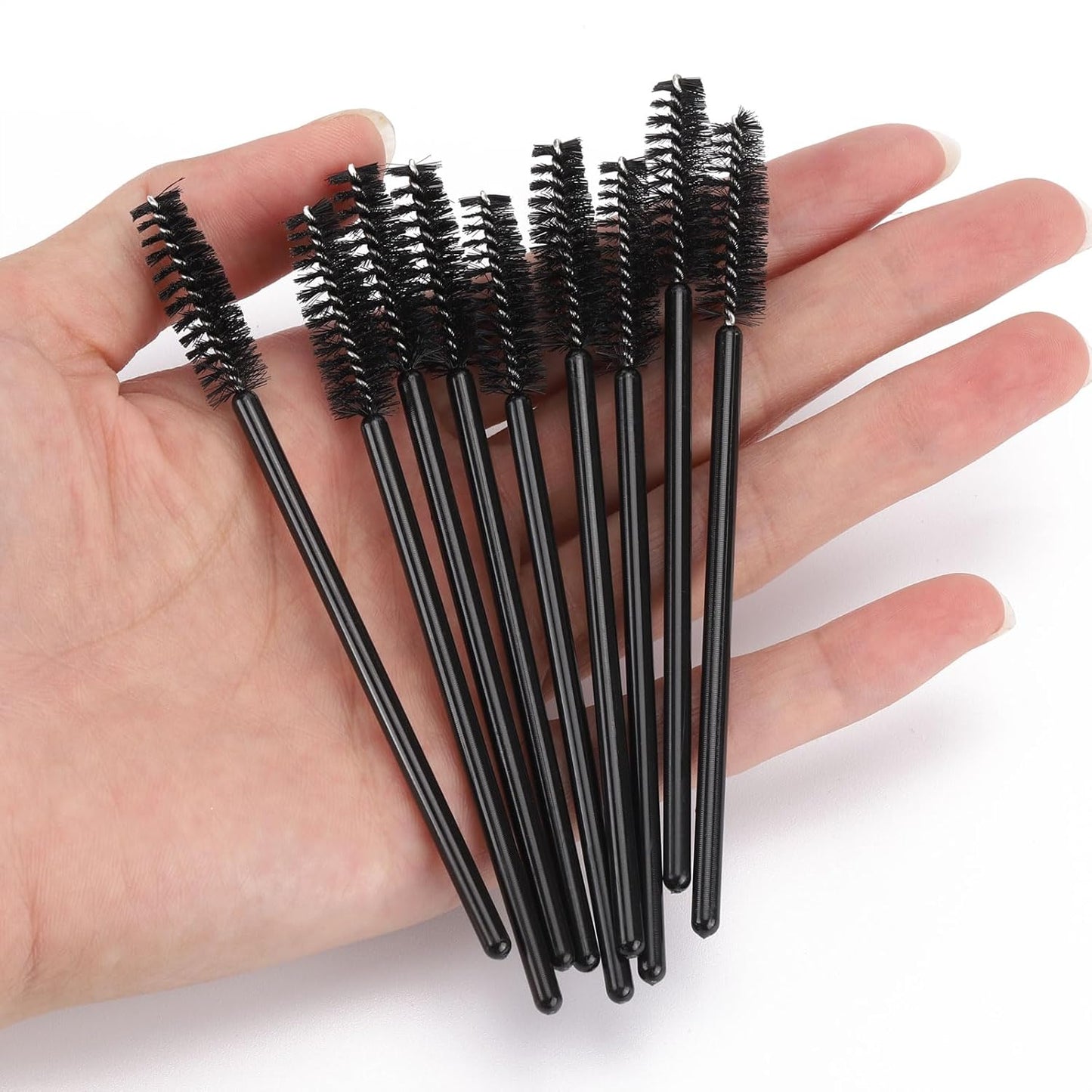 BTYMS 500 Pieces Disposable Mascara Wands Eyelash Brush Brow Brushes Applicators Lash Spoolies for Eye Lash Extension - Black