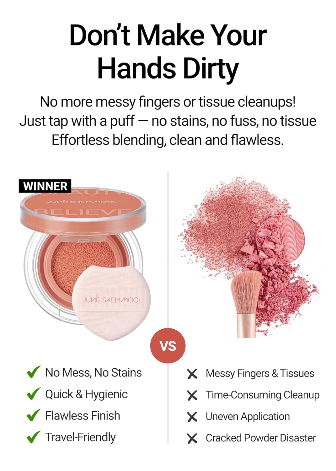 JUNGSAEMMOOL Artist Cushion Blush (Rare Rose) | Easy to Blend, Lightweight, Hydrating Korean Makeup Cushion Blush for Dewy & Glowing Cheeks