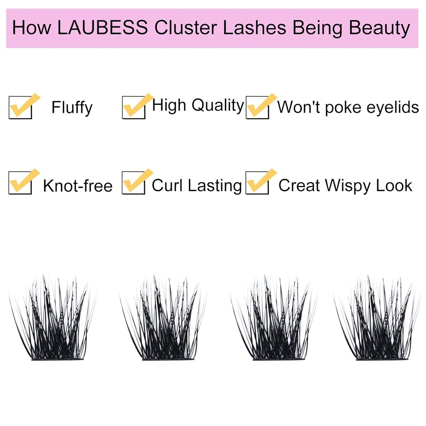 Lash Clusters Kit LAUBESS DIY Lash Extension Kit Lash Bond and Seal Waterproof Lash Glue Remover Tweezers Brush Cluster Eyelash Extensions Kit Eyelash Clusters (Kit 03-D-Mix8-14)