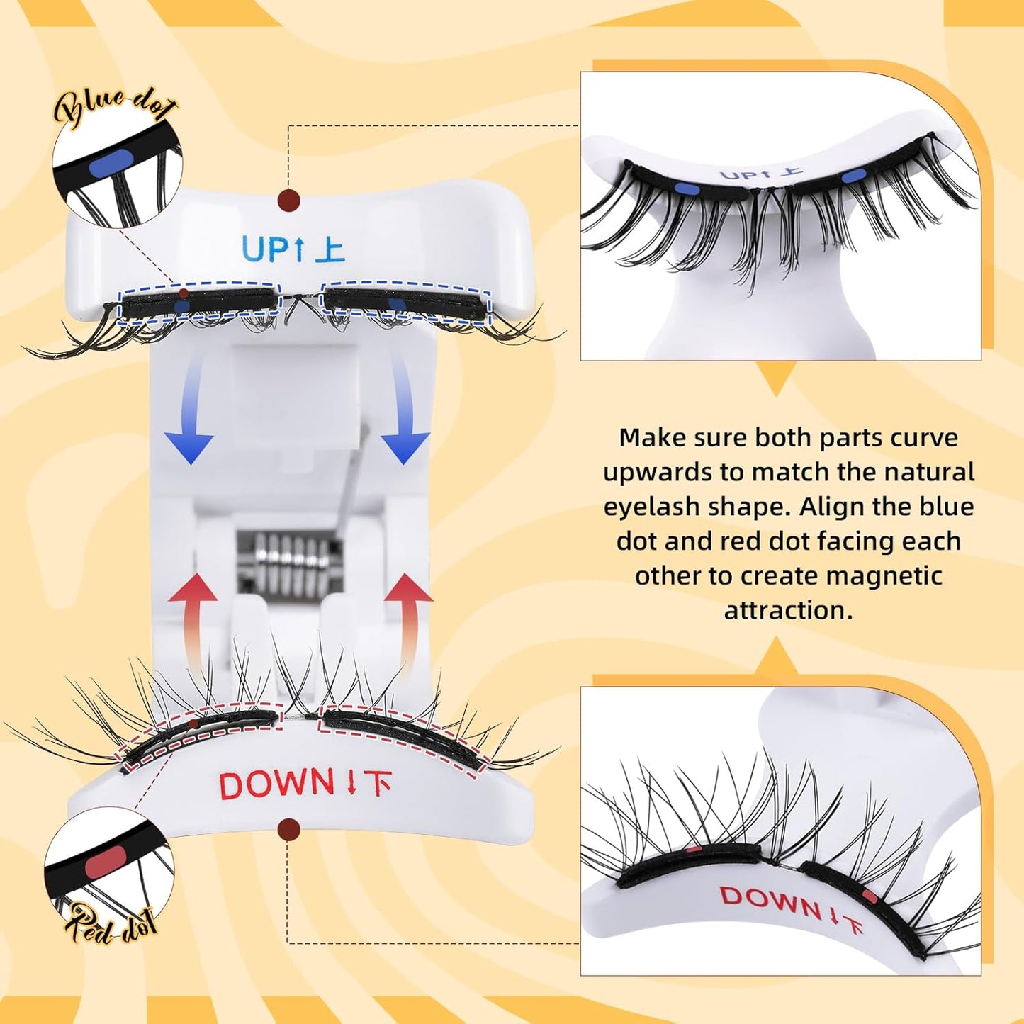 QUEWEL Soft Magnetic Eyelashes, Reusable No Glue Needed Magnetic Eyelashes Kit with Applicator Comfortable Lash Clusters Kit without Eyeliner Easy to Wear and Remove (G-RC01)
