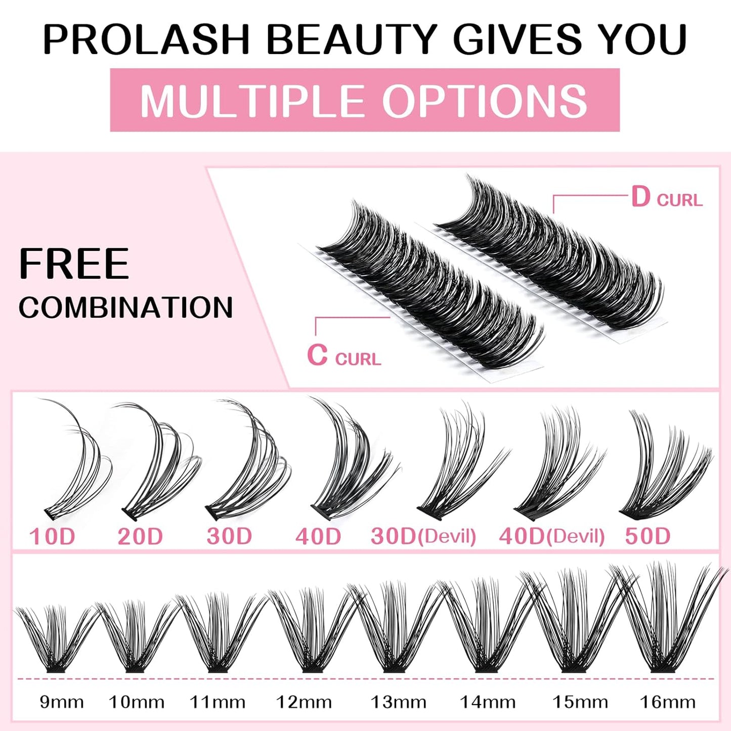 280 Pcs Individual Lashes 50D Mixed Lash Clusters 14 Rows Cluster Lashes that Look Like Eyelash Extensions DIY Lash Extension Self Application At Home (50D-D-14-20mix)
