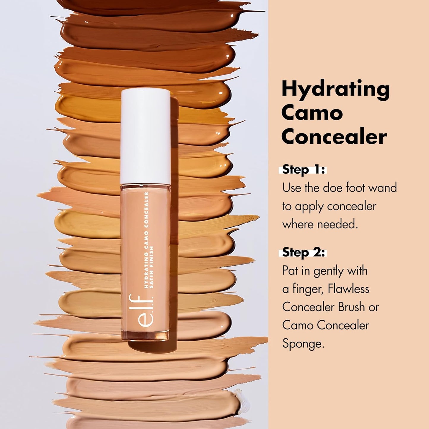 e.l.f. Hydrating Camo Concealer, Covers Blemishes & Under-Eye Circles, Full-Coverage & Delivers A Satin Finish, Vegan & Cruelty-Free, Medium Warm