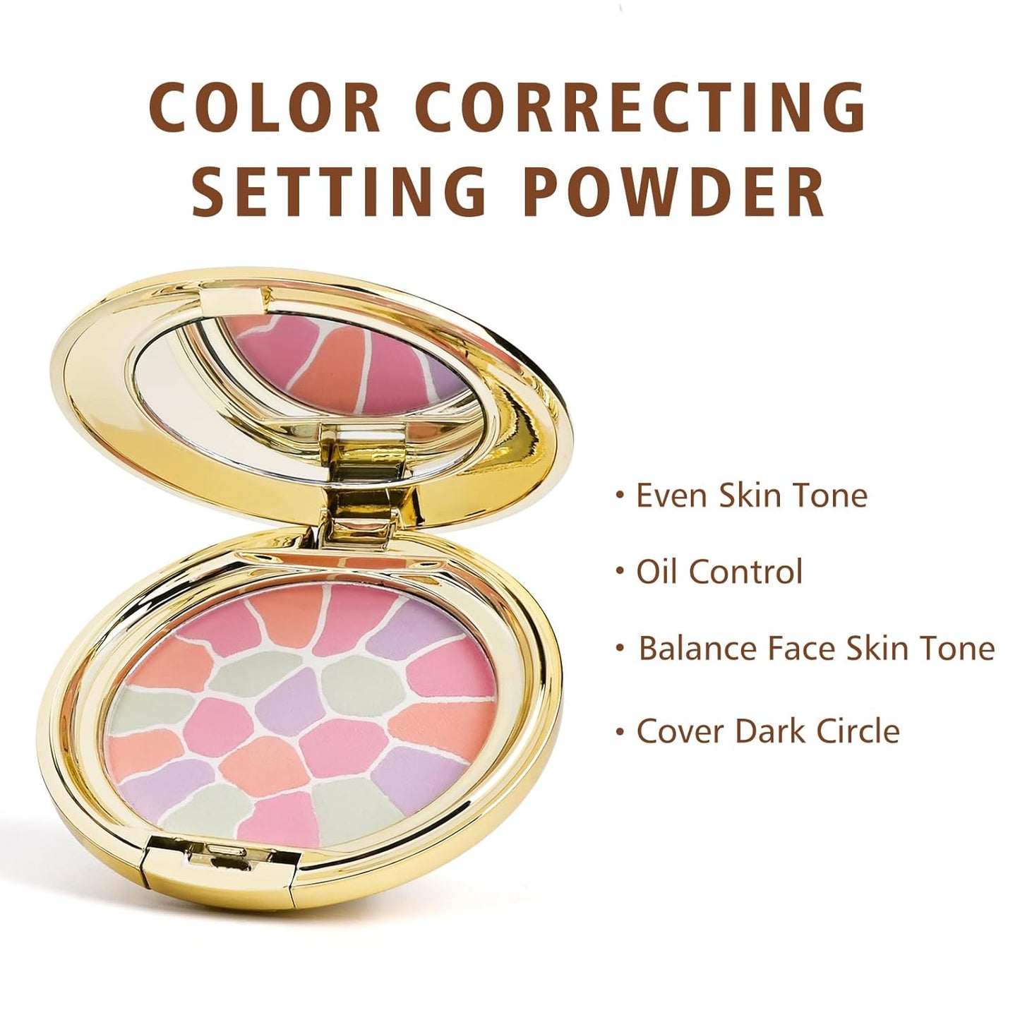 KYDA Color Correcting Setting Powder, Matte Finish, Correct Brightening Finishing Powder, Even Tone Correcting, Lasting Oil Control Pressed Powder
