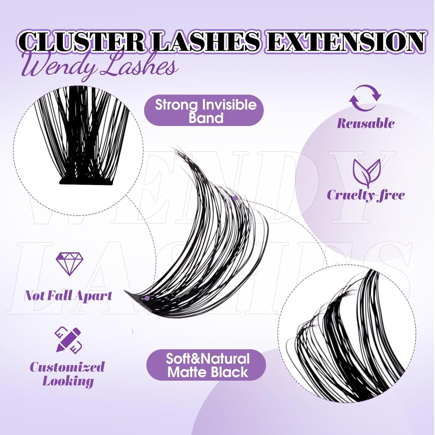 Lash Clusters With Bottom Lashes 356PCS 40D/50D Multi-types Fluffy Lash Clusters C/D Curl Wispy Individual Lashes Spike Volume Cluster Eyelash Extensions By Wendy Lashes(40/50D-0.07D)