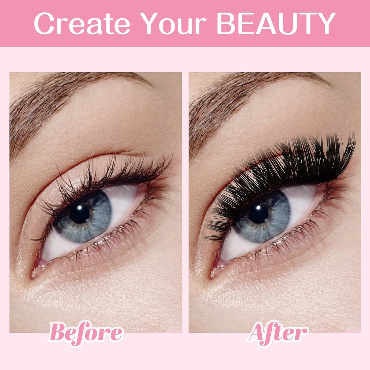 Individual Lashes 60D Mixed 0.05 Lash Clusters 14 Rows that Look Like Eyelash Extensions DIY Lash Extension Self Application At Home (60D-D-9-16mix)