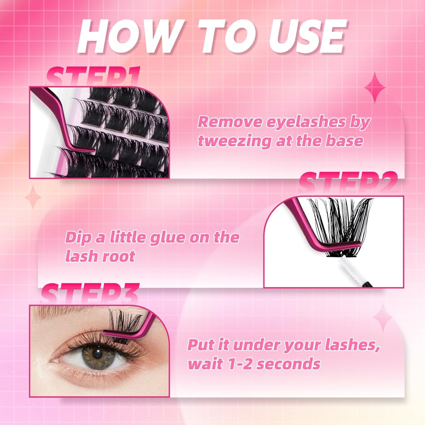 FADLASH Cluster Lashes D Curl Wispy Individual Lashes DIY Eyelash Extension Natural Look Reusable Fluffy Cluster Eyelash Extensions Self Application at Home (100D+200D-0.07D-12-18MIX)