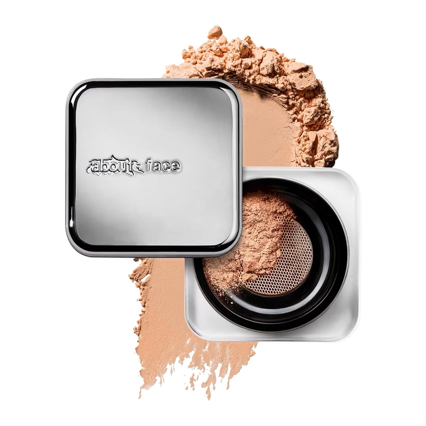 about-face Curtain Call Set & Smooth Loose Powder Draped – Lightweight, Oil-Absorbing Setting Powder with Rice Starch & Corn-Based Talc Alternative – Vegan, Cruelty-Free – 0.35oz (Medium)