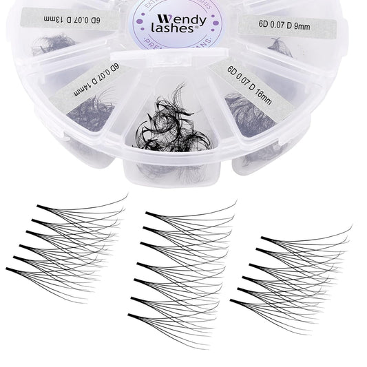 Premade Fans for Lash Extension: 6P, Wendy, Handmade Fans, Pre-made, For Lash-Artists, D, 9-16mm