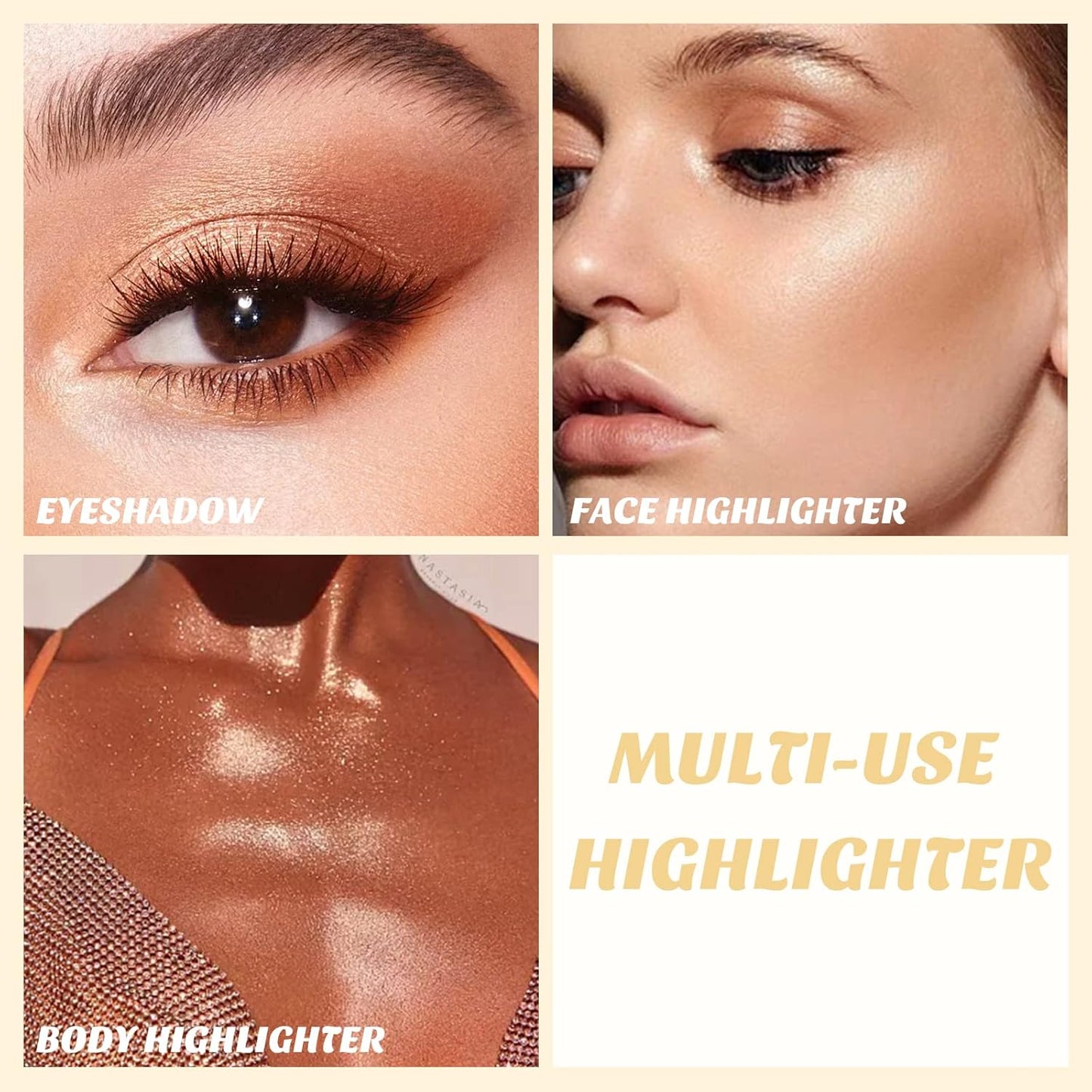 Boobeen Highlighter Powder Palette - Glow Shimmer Illuminator for Face Highlighter Makeup, Long Lasting Brighten Skin