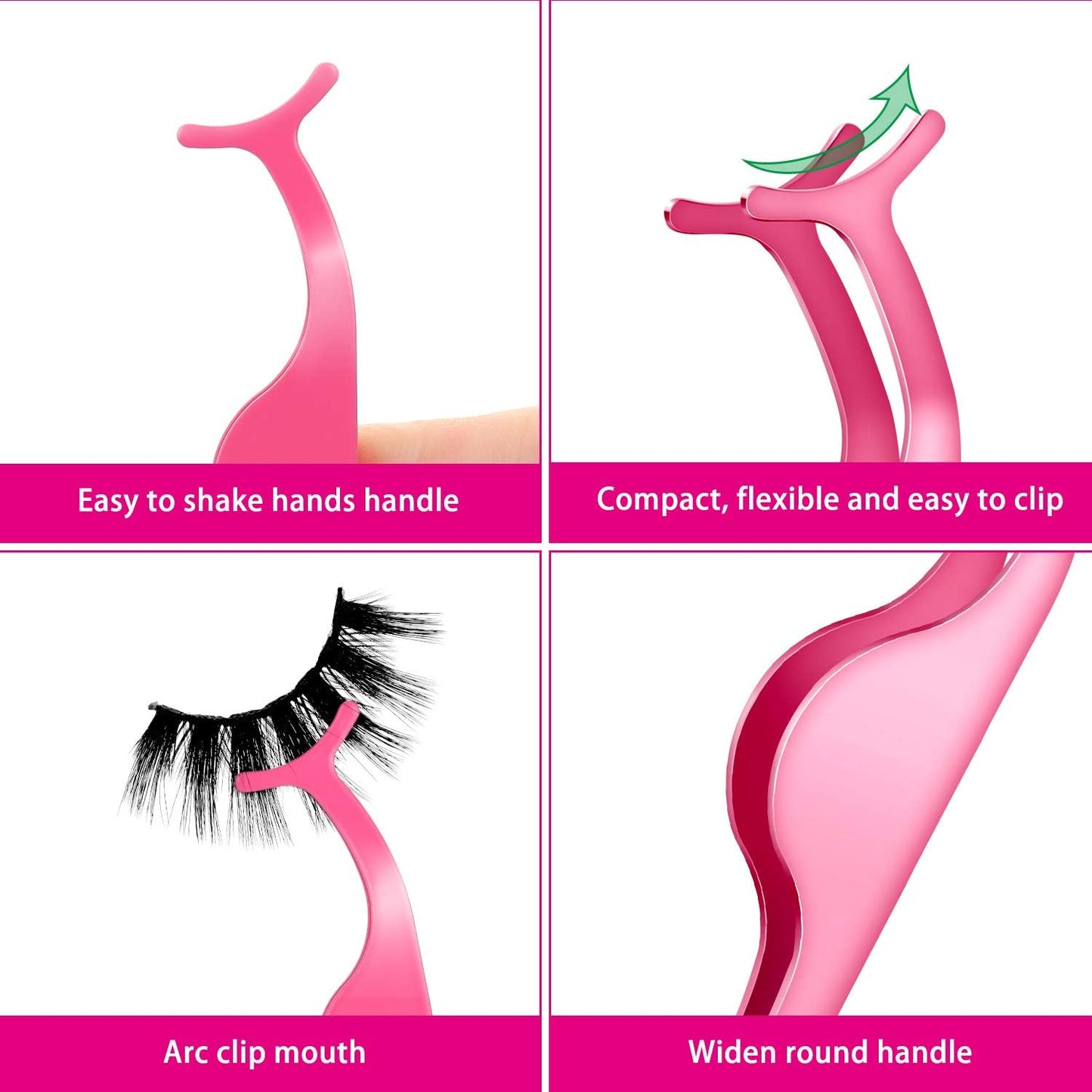 24 Pieces False Eyelashes Applicator Tool Stainless Steel Eyelash Extension Tweezers Remover Clip Tweezers Nipper Eyelash Auxiliary Clip for Women Makeup Application and Removal