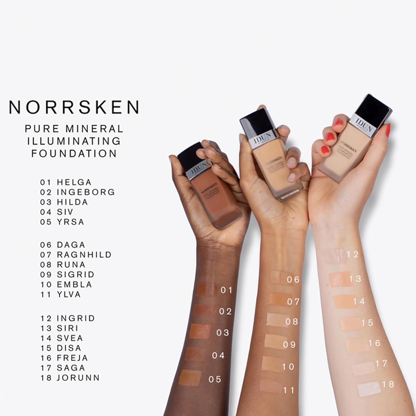 Liquid Norrsken Foundation - Silky Smooth Coverage - Luminous, Dewy Finish for Dry and Dull Skin - Water Resistant and Vegan Makeup - 224 Hilda - Neutral Medium Brown - 1.01 oz