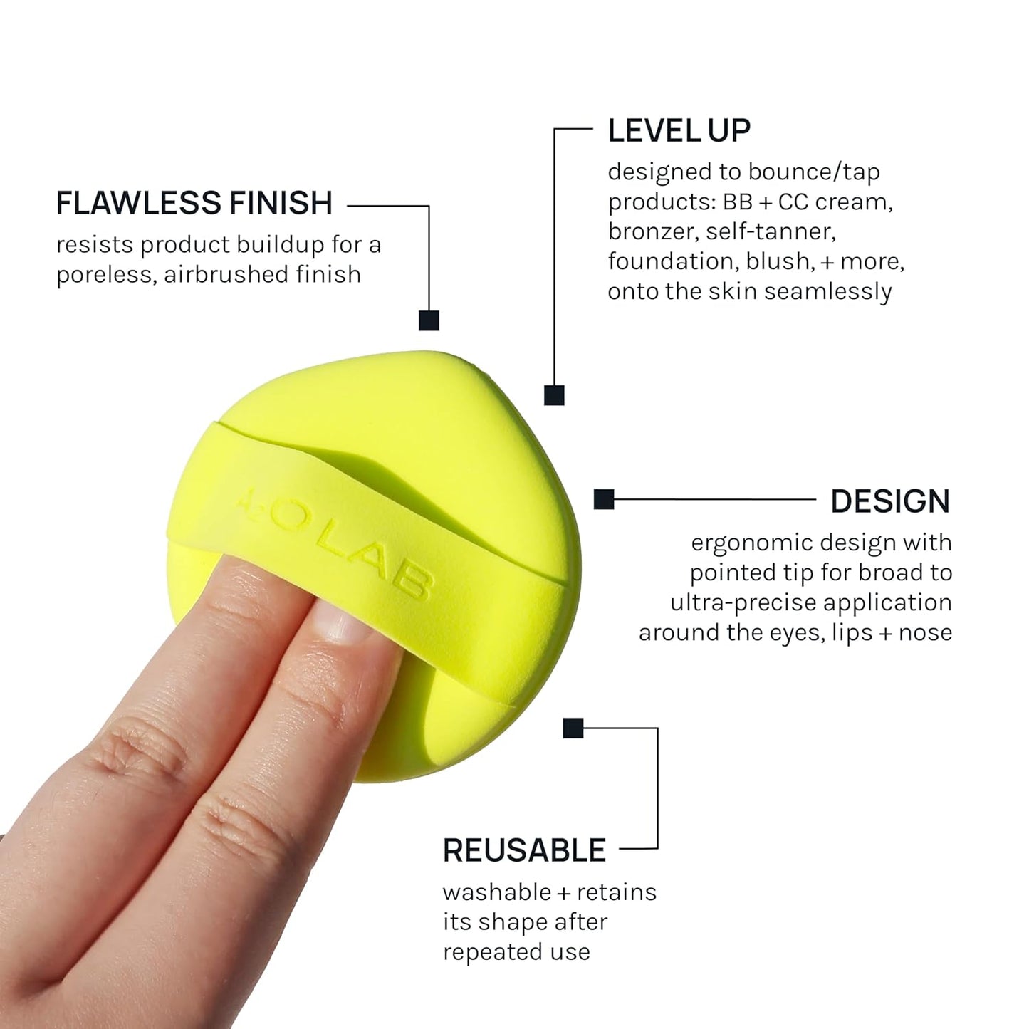 AOA Studio Silky Silicone Makeup Sponge Set, Reusable Cosmetic Applicators Extra Soft Rubycell Makeup Sponges (Lime)
