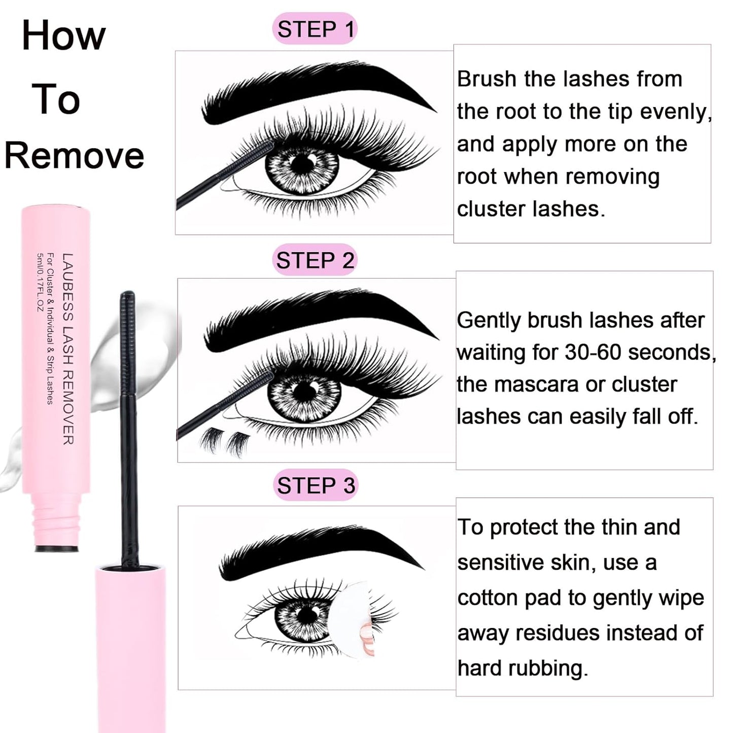 Lash Clusters Kit LAUBESS DIY Lash Extension Kit Lash Bond and Seal Waterproof Lash Glue Remover Tweezers Brush Cluster Eyelash Extensions Kit Eyelash Clusters (Kit 60D/80D-D-Mix8-18)