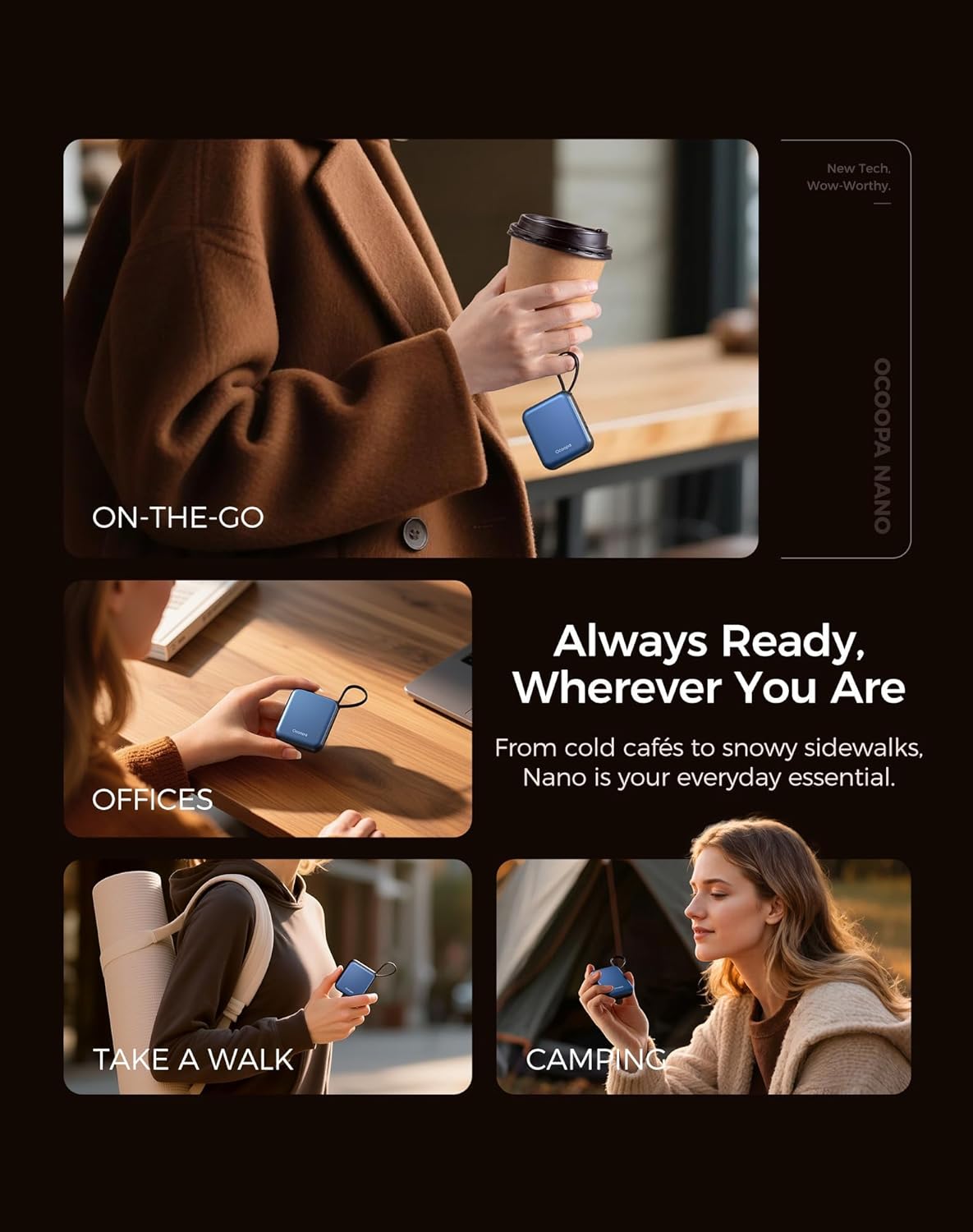 Ocoopa Hand Warmers Rechargeable UT5 Nano – Slim Electric Pocket Heater, Smart Temp Control, 14Hrs Battery, UL Safety, Artists in Bloom Design, Practical Gifts for Women, Christmas, Outdoor, Office