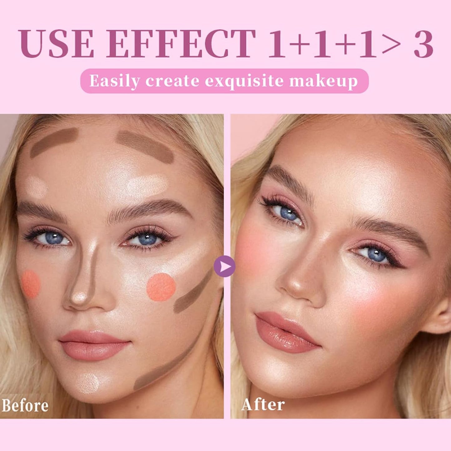 Matte Dewy Liquid Blush, Silky Smooth Cream Soft Blush Stick Natural Matte Finish, Long-Lasting Waterproof and Sweat proof Blush Stick Makeup for Cheek Lip eye, Cruelty-free,01 Pink