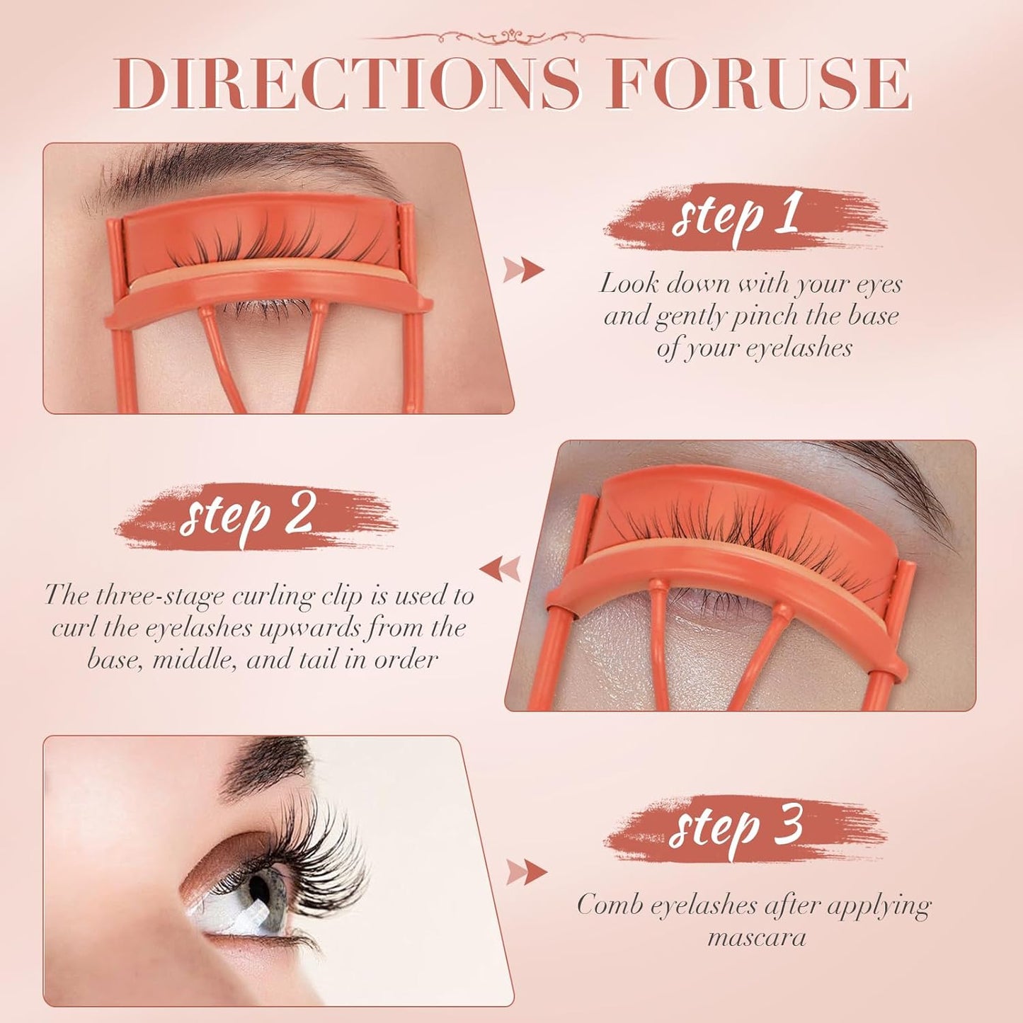 Eyelash Curler with Pads, Lash Curler with 10 Extra Silicone Replacement Pads, Comfortable Grip for Effortless Curling – Eyelashes for The Perfect Eye Contour (Honeydew Orange)