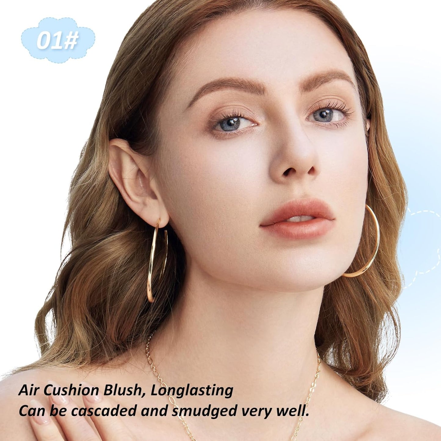 Boobeen Powder Blush for Cheeks, Air Cushion Matte Blush, Natural Highly Pigmented Blush Makeup Easy to Blend, Loose Blush Compact Long-lasting