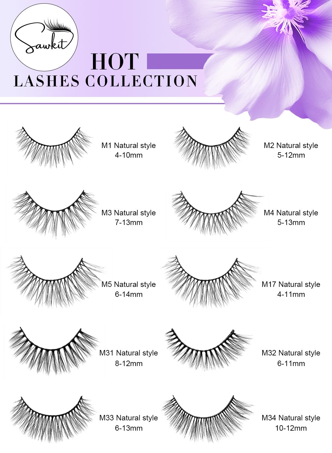 Classic Fake Eyelashes – 5-12mm Lash Extensions – Luxurious Natural Mink Lashes Eyelash Extensions – Comfortable and Easy to Apply – High-End Fiber Lashes for Superior Volume
