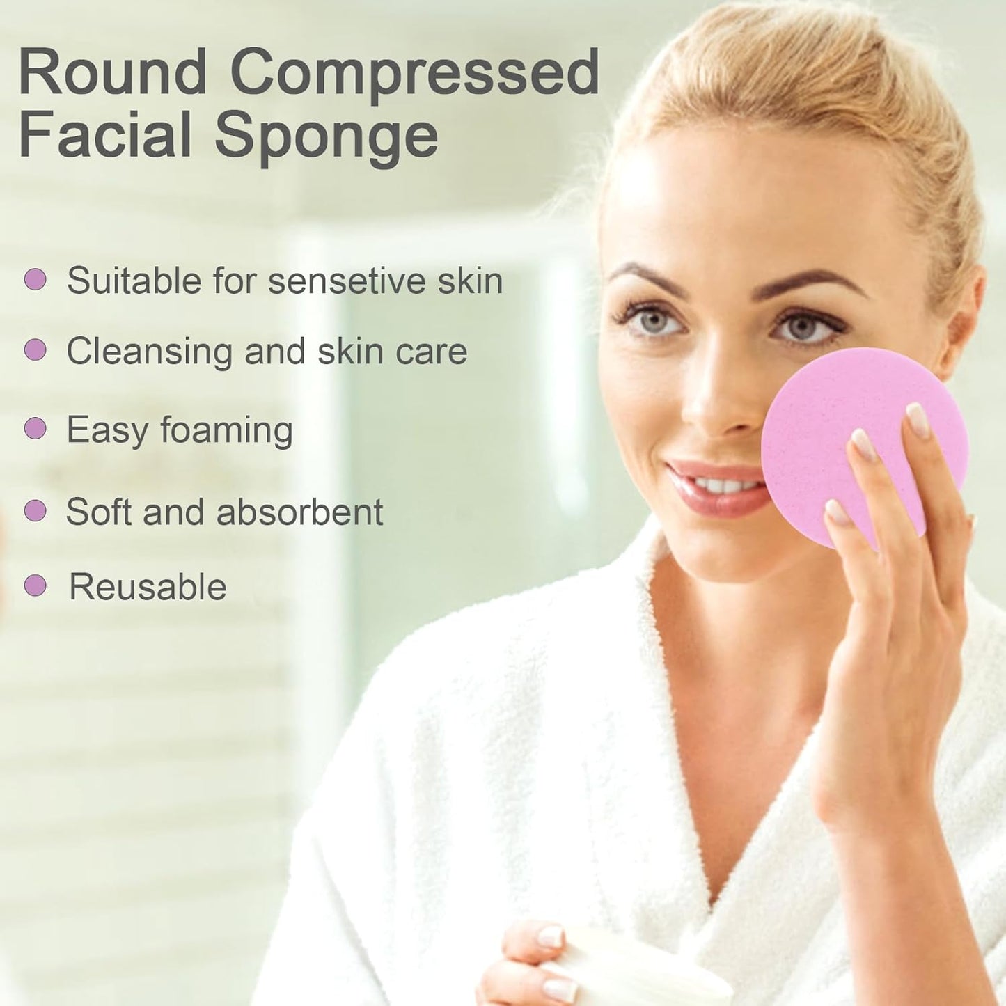 120 Pcs Pink Compress Face Sponges - Compact Facial Sponge Set for Cleansing, Makeup Removal, Exfoliation