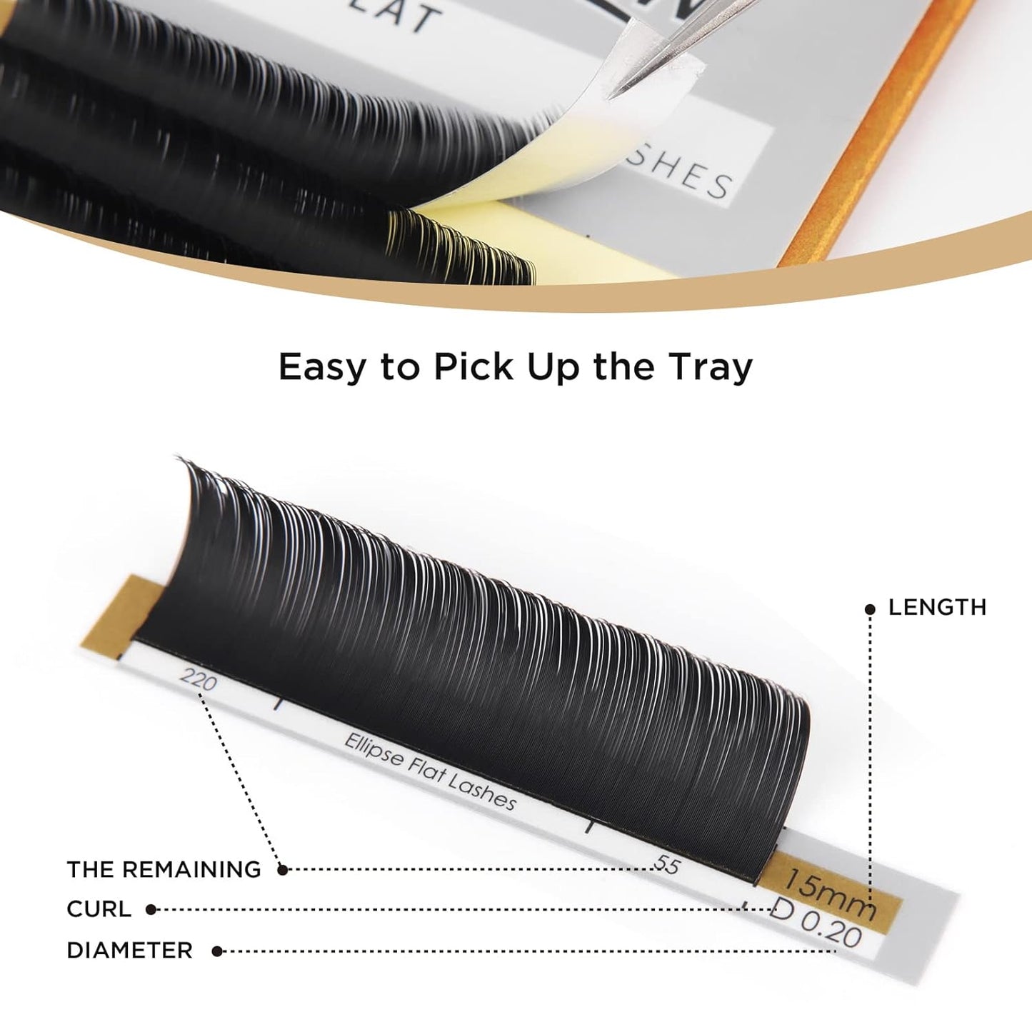 LASHVIEW Flat Eyelash Extension 0.15mm D Curl 11mm Ellipse Eyelash Extensions Eyelashes Lashes Extension Flat Lash Extension Salon Use Lashes Extensions Black False Lashes