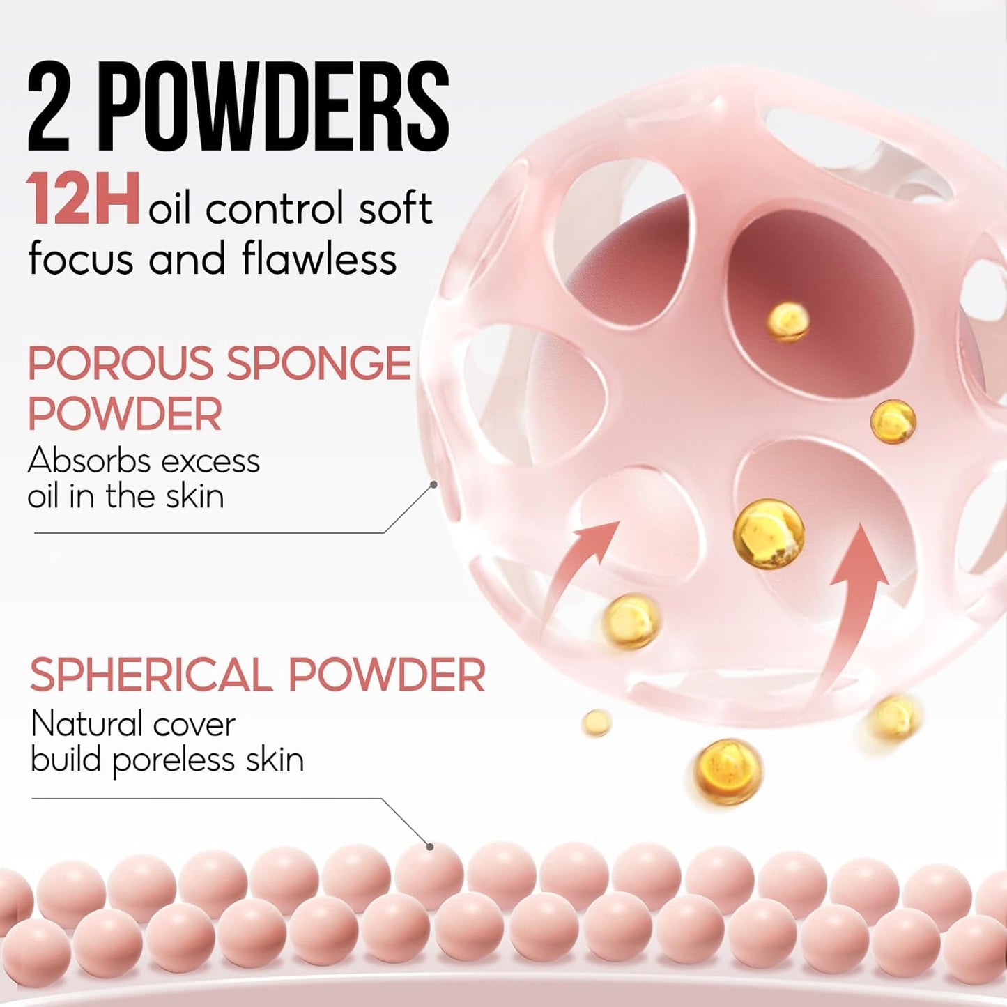 Oil Control Pressed Setting Powder Compact, 12H Longlasting Translucent Powder Makeup, Waterproof Face Powder, 01 LIGHT, 0.28Oz