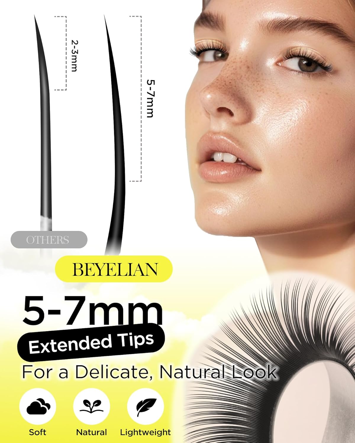 BEYELIAN Classic Volume Lash Extensions, C D D+ Curl 7-15mm 0.03-0.20mm Thickness Matte Black Semi Permanent Volume Eyelash Extensions Professional Salon Use (0.15 D+ 10mm)
