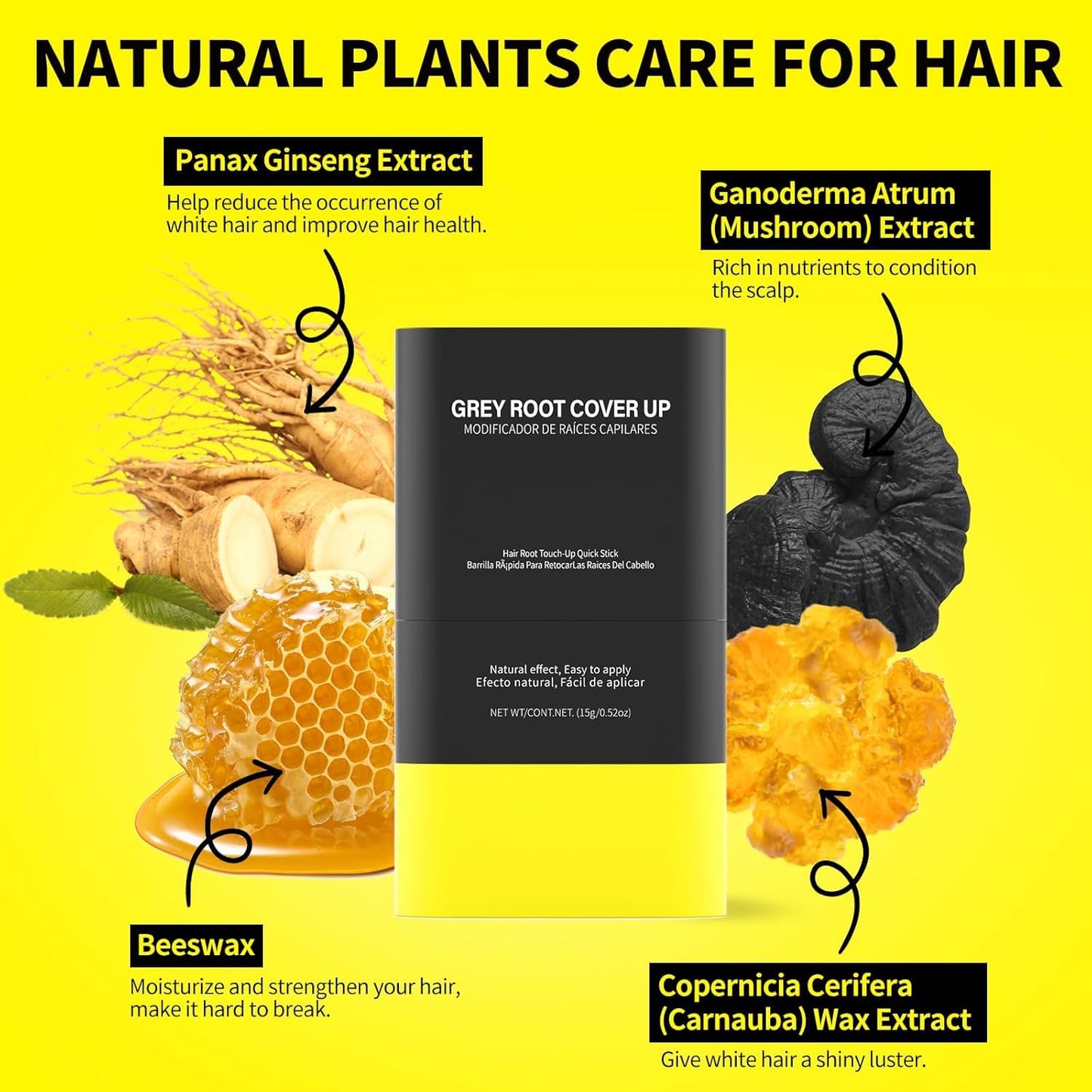 Gowwim Hair Dye Comb, Instant Portable Gray Hair Cover up Hair Dye Stick 2-in-1 Hair Color Stick Natural & Long-lasting Root Touch up Hair Color Comb Waterproof for Women & Men 15g/0.52 oz Dark Brown