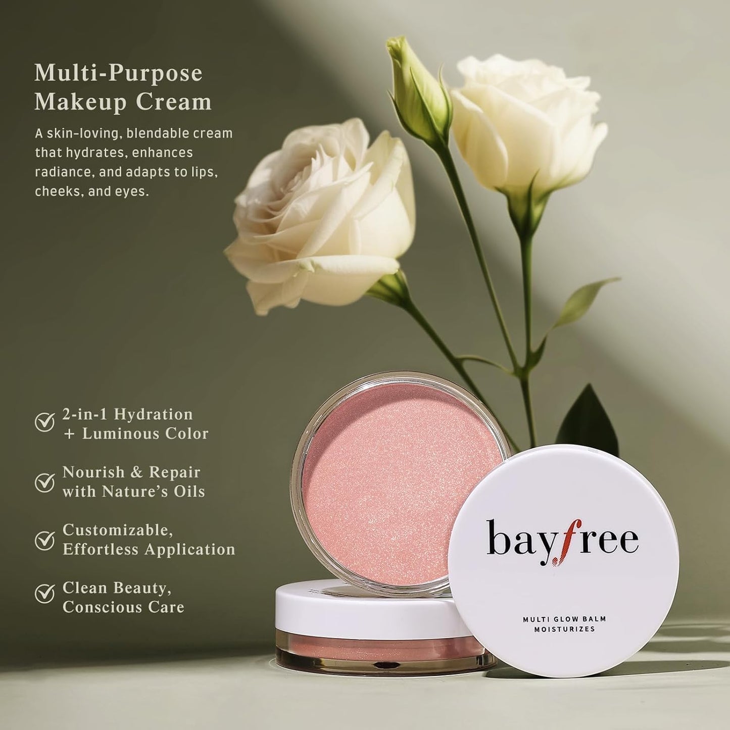 Multi Glow Balm, Cream Blush for Cheeks, Blush Balm Face Makeup, Radiant Finish, Hydrating, Creamy, Lightweight & Blendable Color, Face Makeup, 0.63 Oz (Romantic Tulips)
