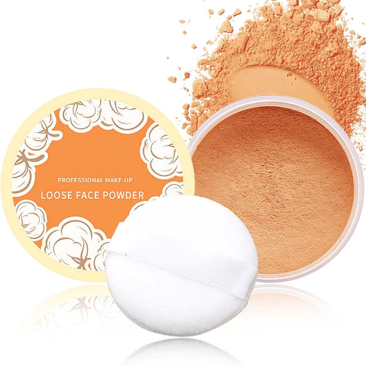 Loose Face Powder,Oil Control Loose Face Setting Powder Matte Flawless Finish Make Up Setting Powder Lightweight Long Lasting Finishing Powder Soft Natural Focus Effect Makeup(3#)