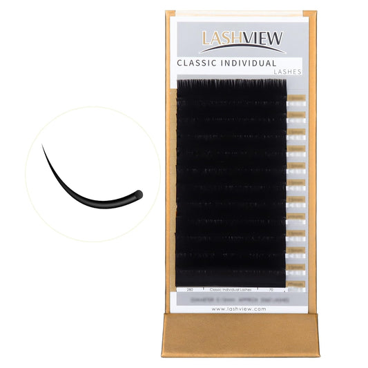 LASHVIEW Eyelash Extensions, C Curl 8-15mm Mixed 0.15 Classic Lashes, Classic Individual Lash Extensions, Professional Lash Trays for Lash Extensions