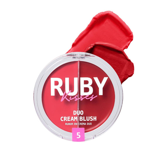 Ruby Kisses Duo Cream Blush, Smooth, Natural-Looking, Long-Lasting Face Makeup Blush for Cheeks, Lips, and Eyes, Buildable and Blendable, Infused with Green Tea, Aloe Vera Extract, and Hyaluronic Acid