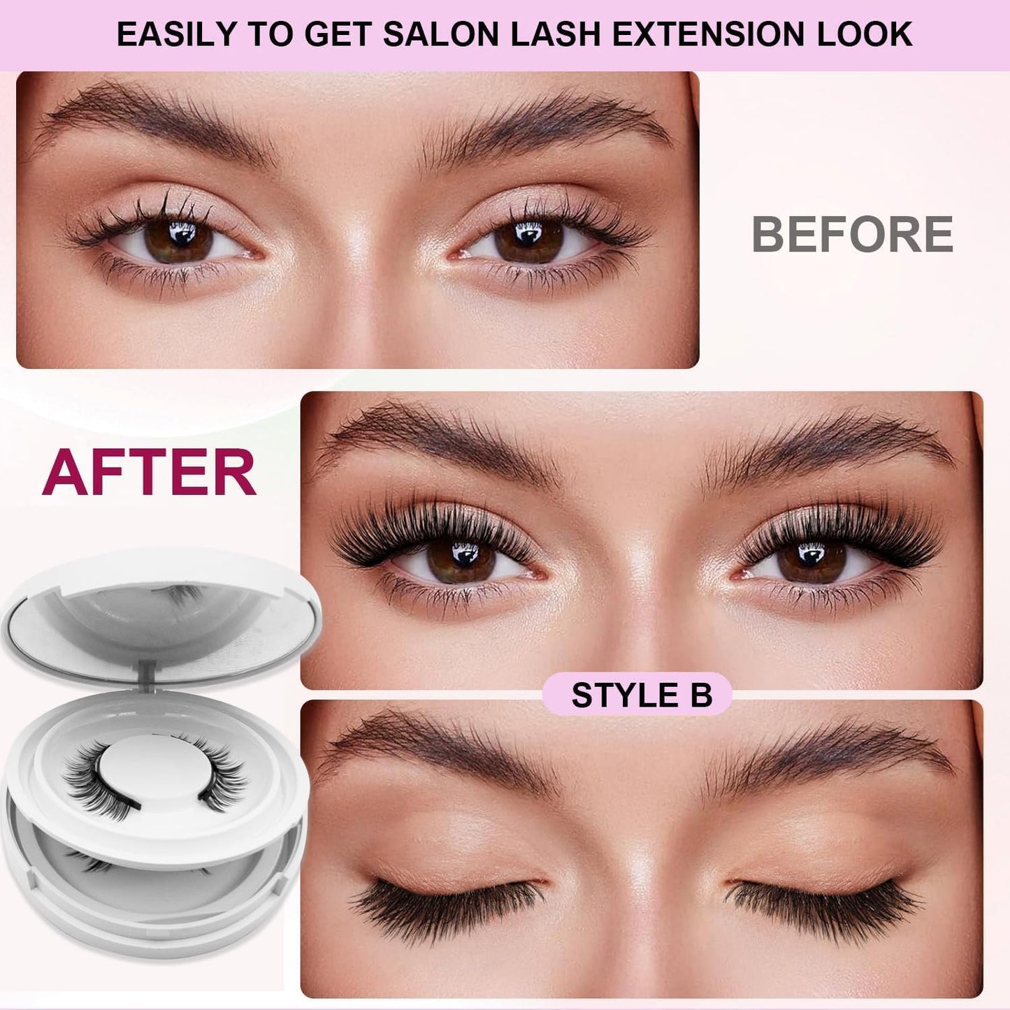 Ginani Magnetic Lashes,Magnetic Eyelashes with Applicator,2025 New Reusable Magnetic Lashes Natural Look No Glue or Liner Needed(Camellia+Devil)