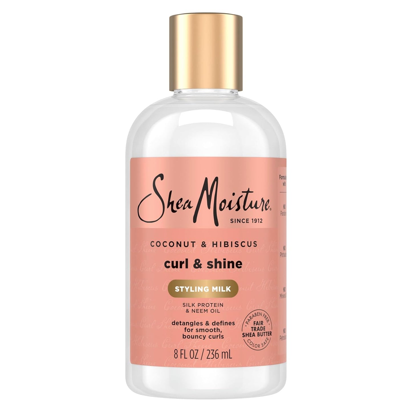 SheaMoisture Curl & Style Milk Coconut & Hibiscus with Silk Protein & Neem Oil for Thick, Defined, Curly Hair Fair Trade, Sulfate-Free 8 oz