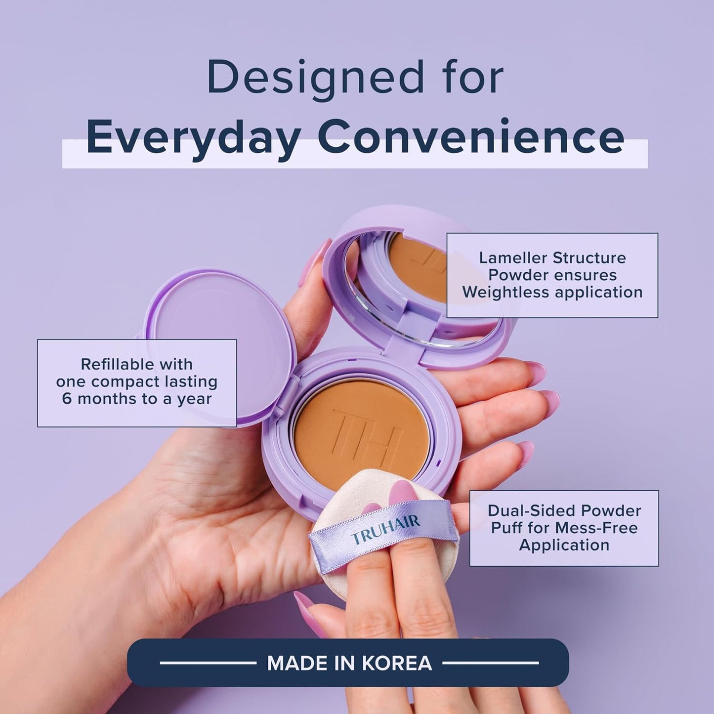 TRUHAIR Root & Scalp Cover Up Refill, Waterproof Pressed Powder for Gray Coverage, Bald Spots & Thinning Hair, Root Touch Up Color, 0.35 oz (Medium Brown)